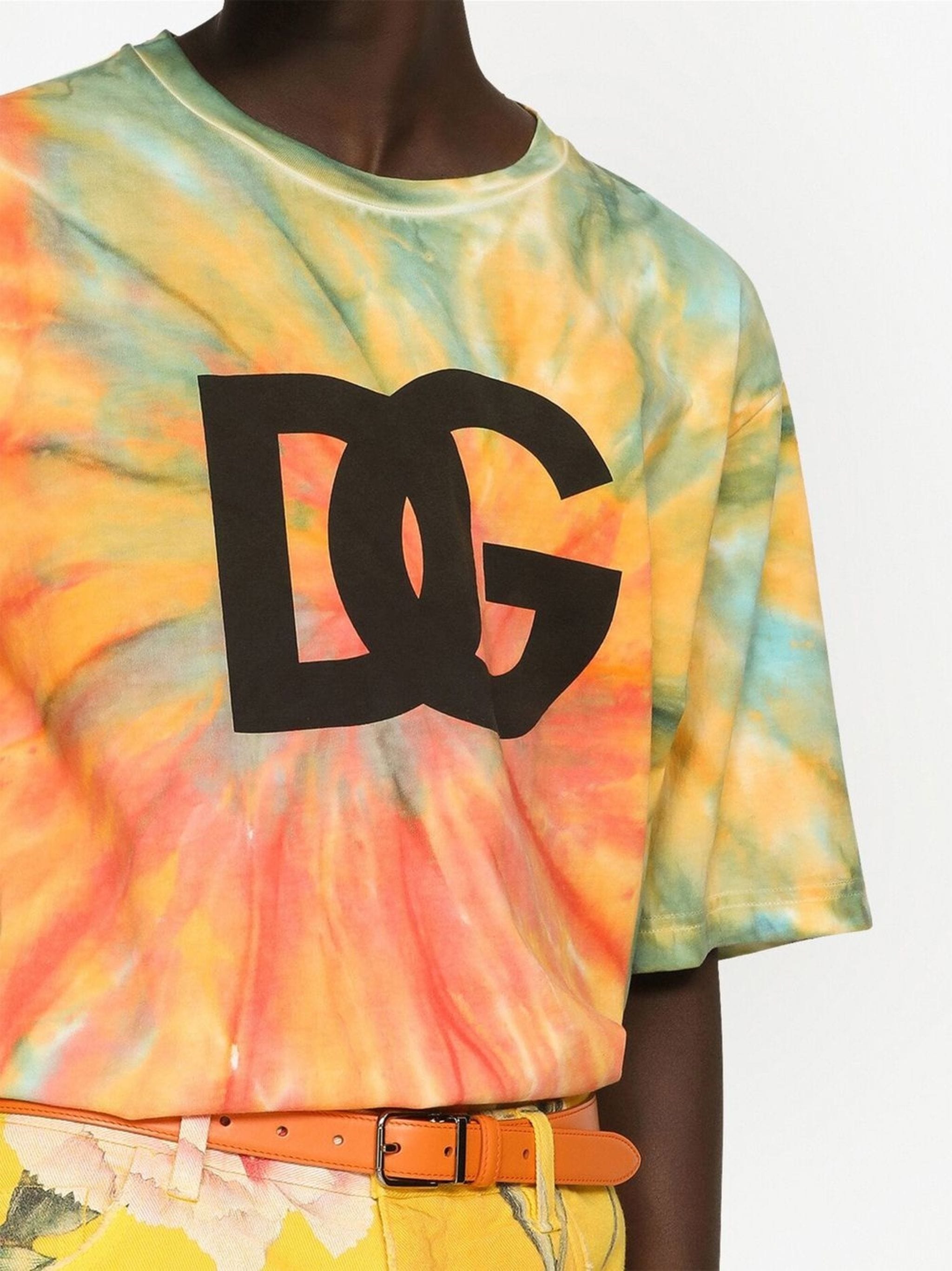 Dolce & Gabbana Tie-Dye Logo-Print Technical T-Shirt