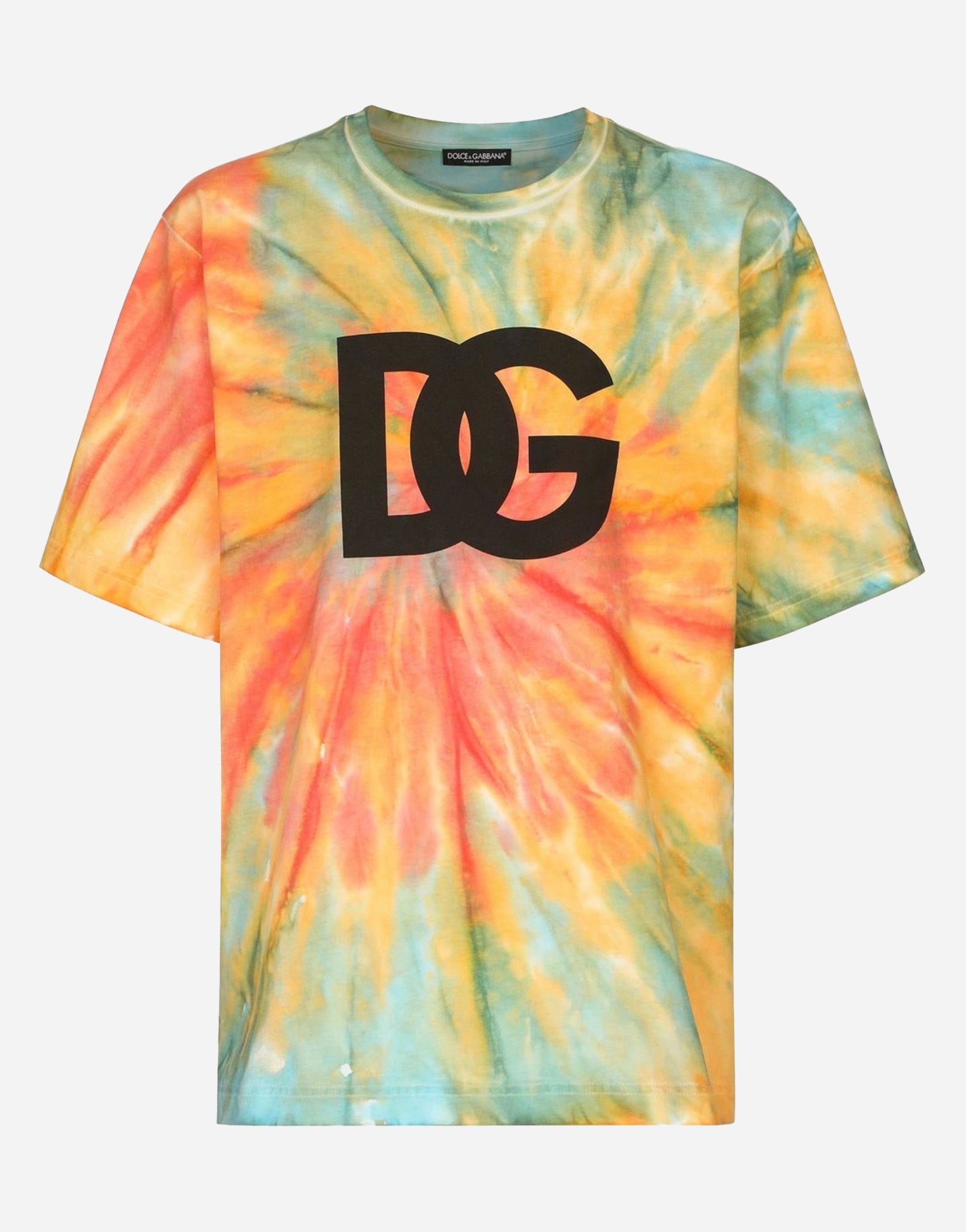 Dolce & Gabbana Tie-Dye Logo-Print Technical T-Shirt