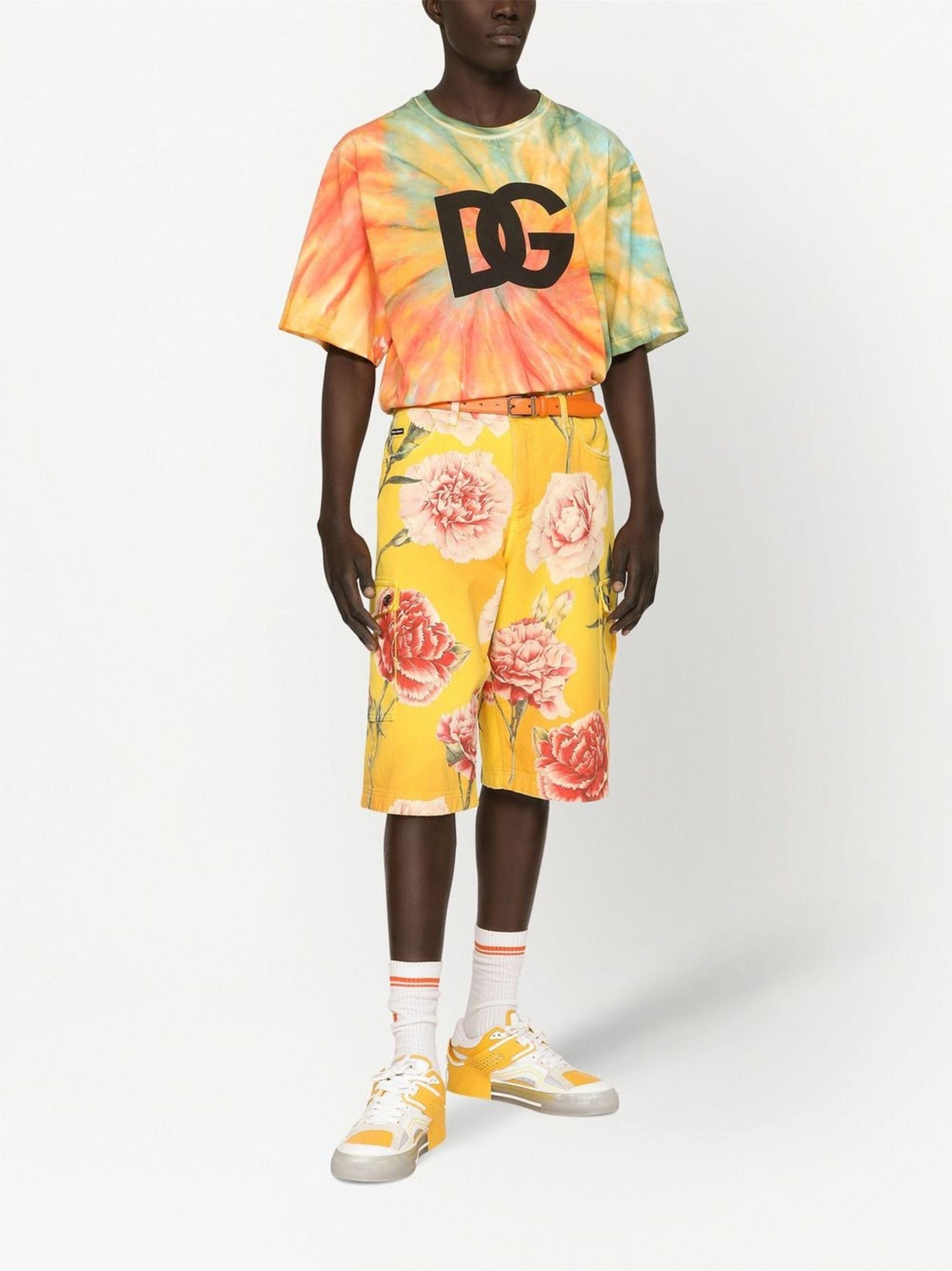 Dolce & Gabbana Tie-Dye Logo-Print Technical T-Shirt