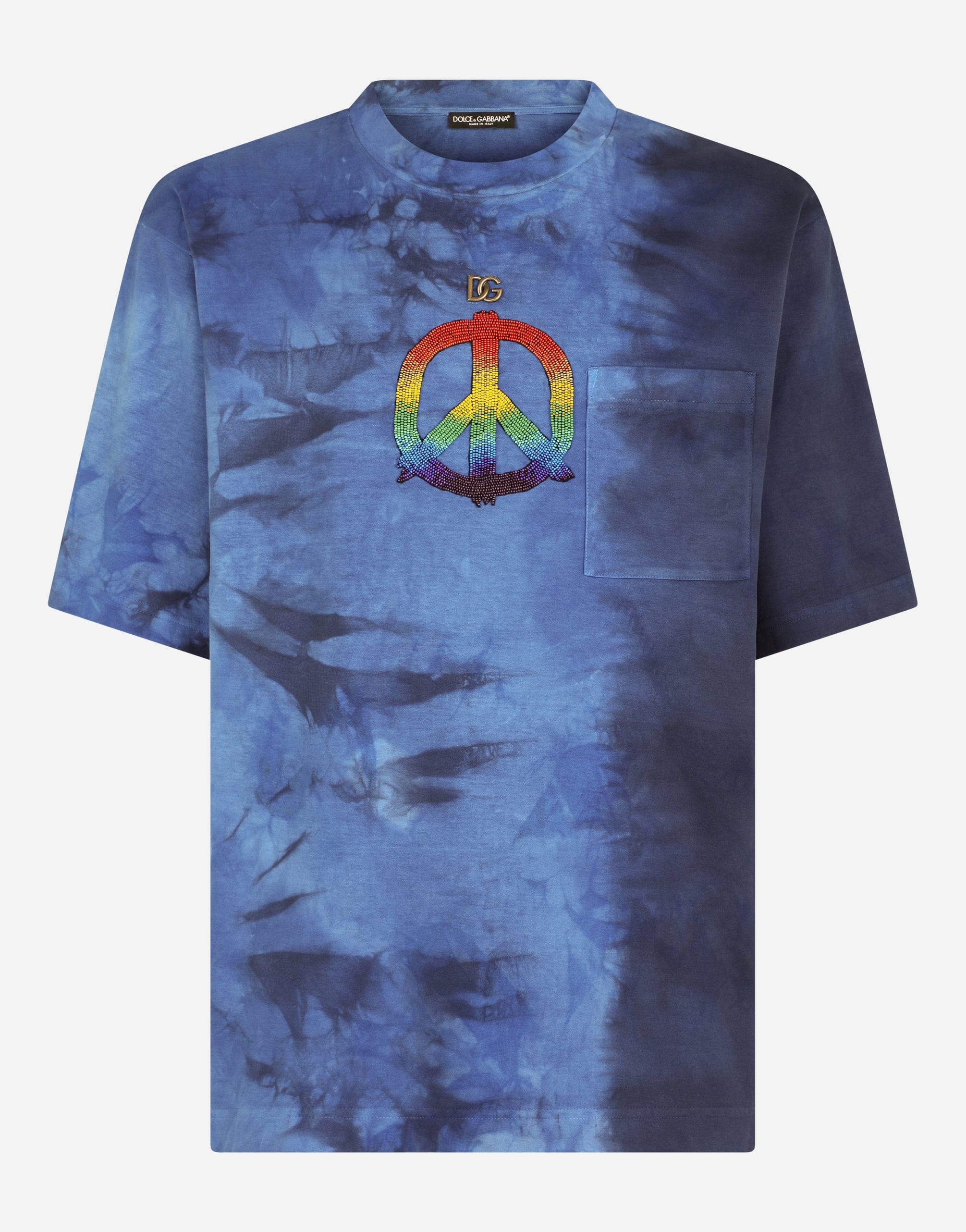 Dolce & Gabbana Tie-Dye Peace Sign T-Shirt