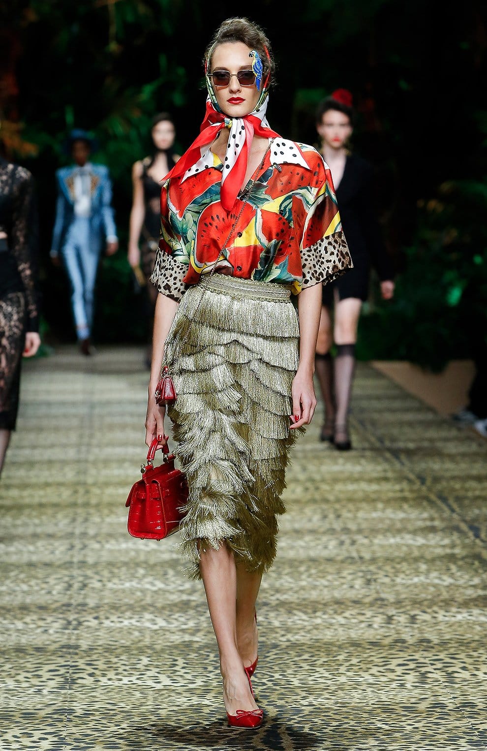 Dolce & Gabbana Tiered Metallic Fringed Skirt