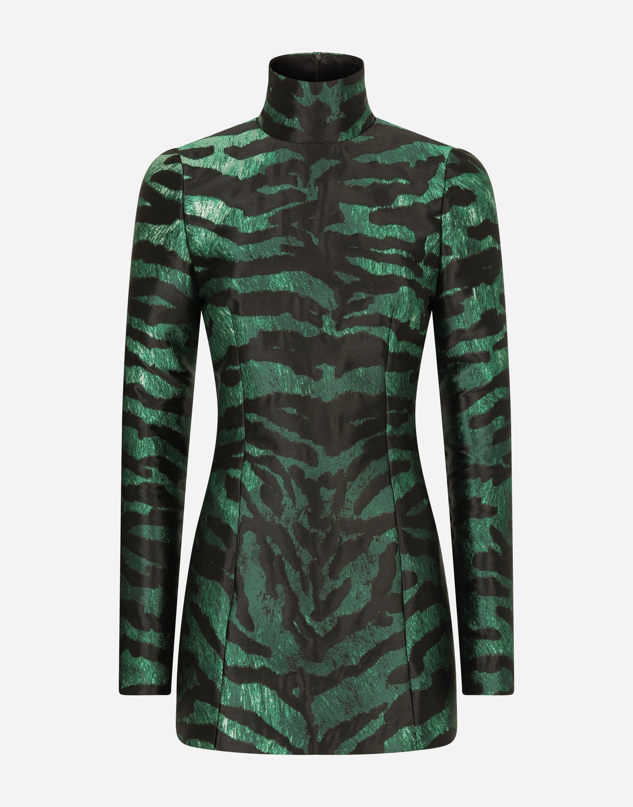Dolce & Gabbana Tiger-Print Lamé Jacquard Minidress