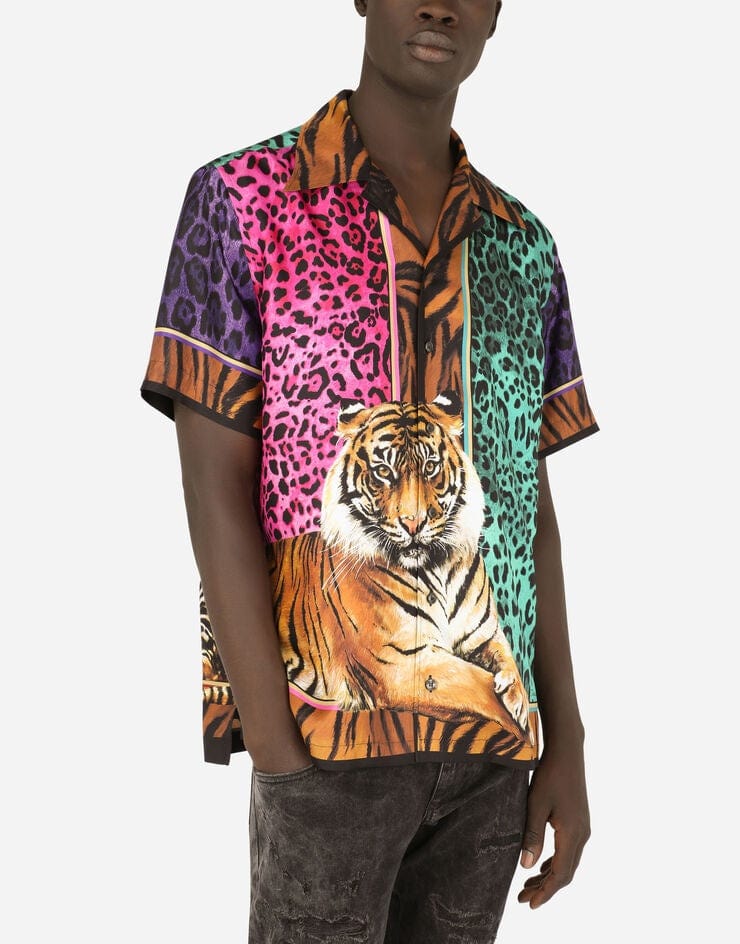 Camisa hawaiana de seda con estampado de tigre Dolce Gabbana