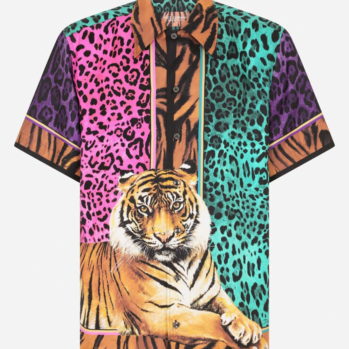 Dolce & Gabbana Tiger-Print Silk Hawaiian Shirt | Sendegaro IT