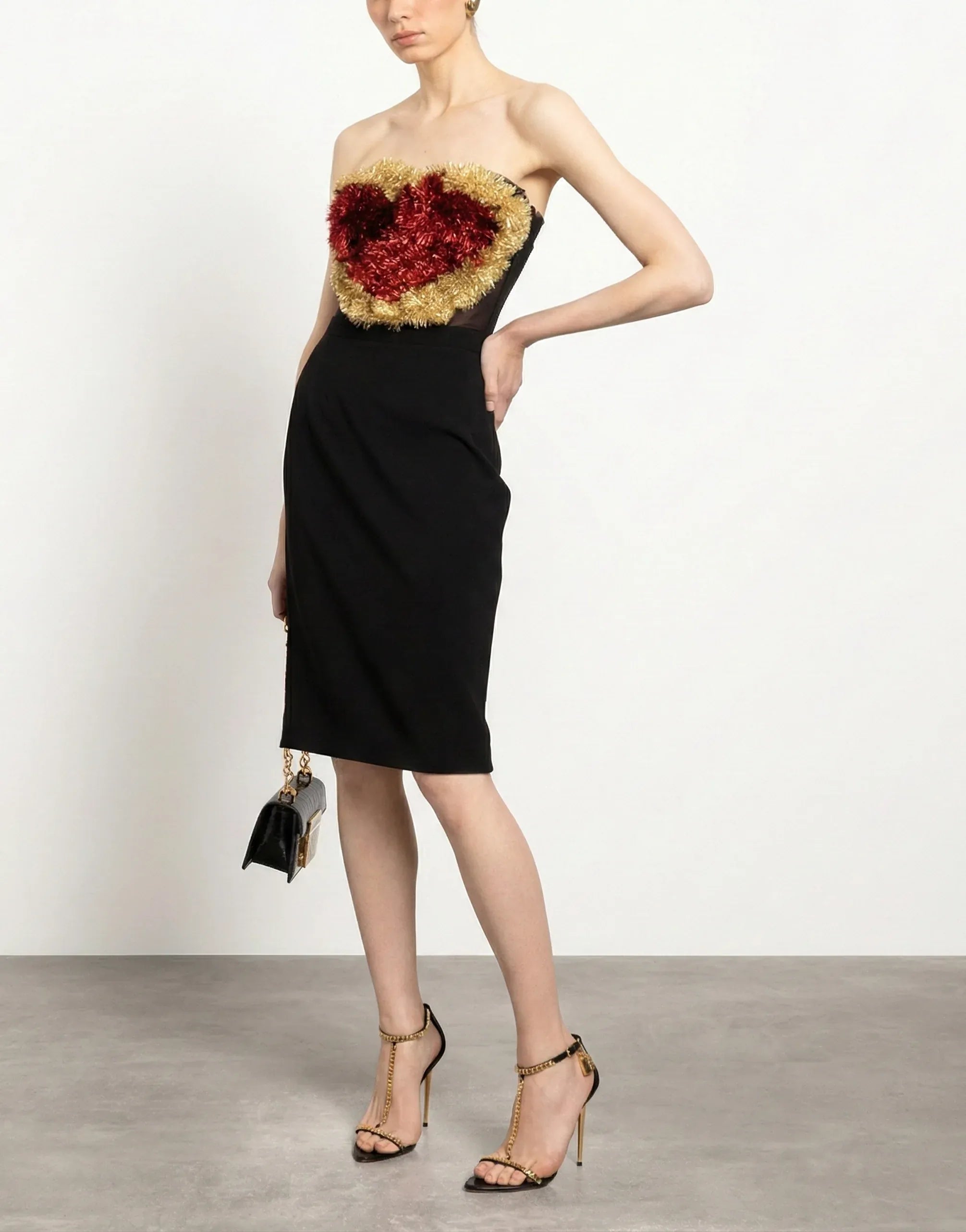 Dolce & Gabbana ティンセルハートストラップレスメッシュビスチェ