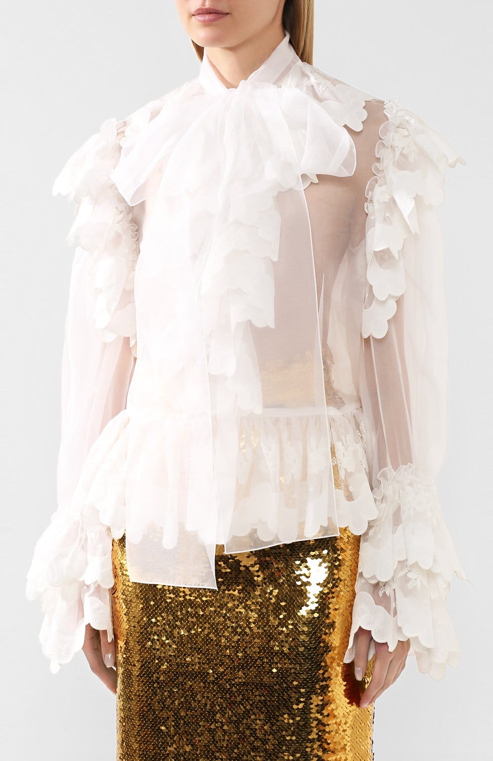 Dolce & Gabbana Transparent Ruffle Blouse Top