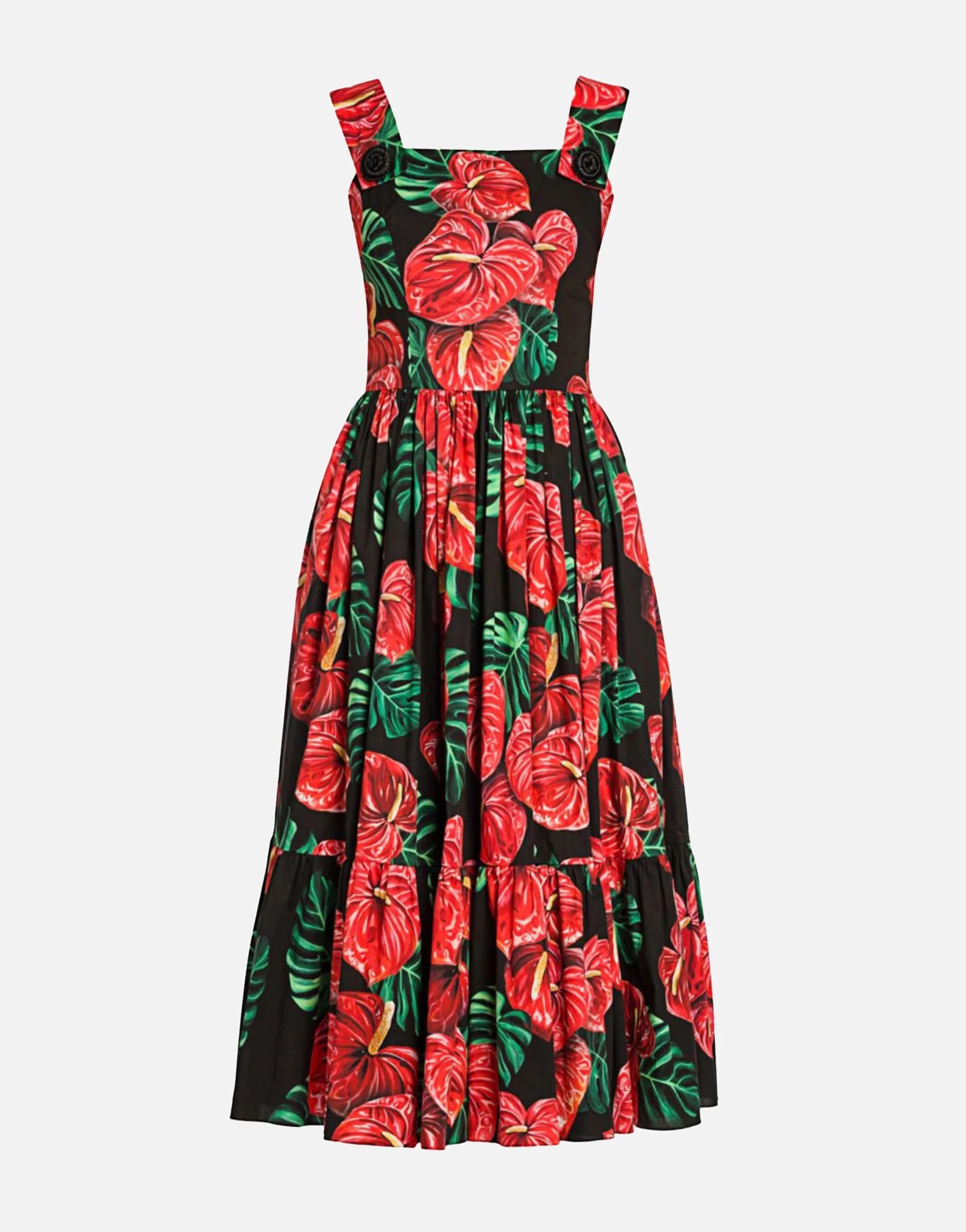 Dolce & Gabbana Tropical Floral-Print Poplin Dress