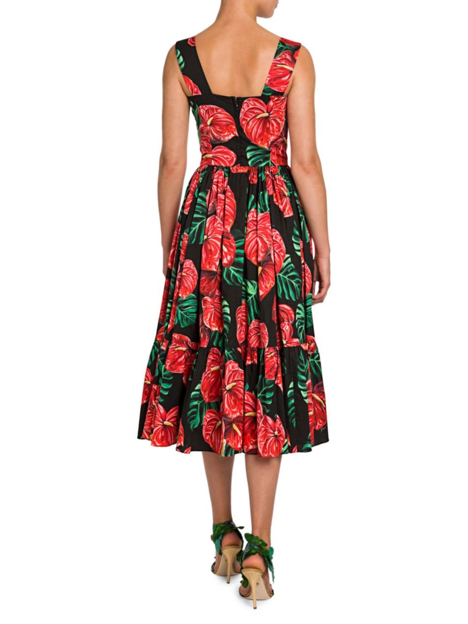 Dolce & Gabbana Tropical Floral-Print Poplin Dress