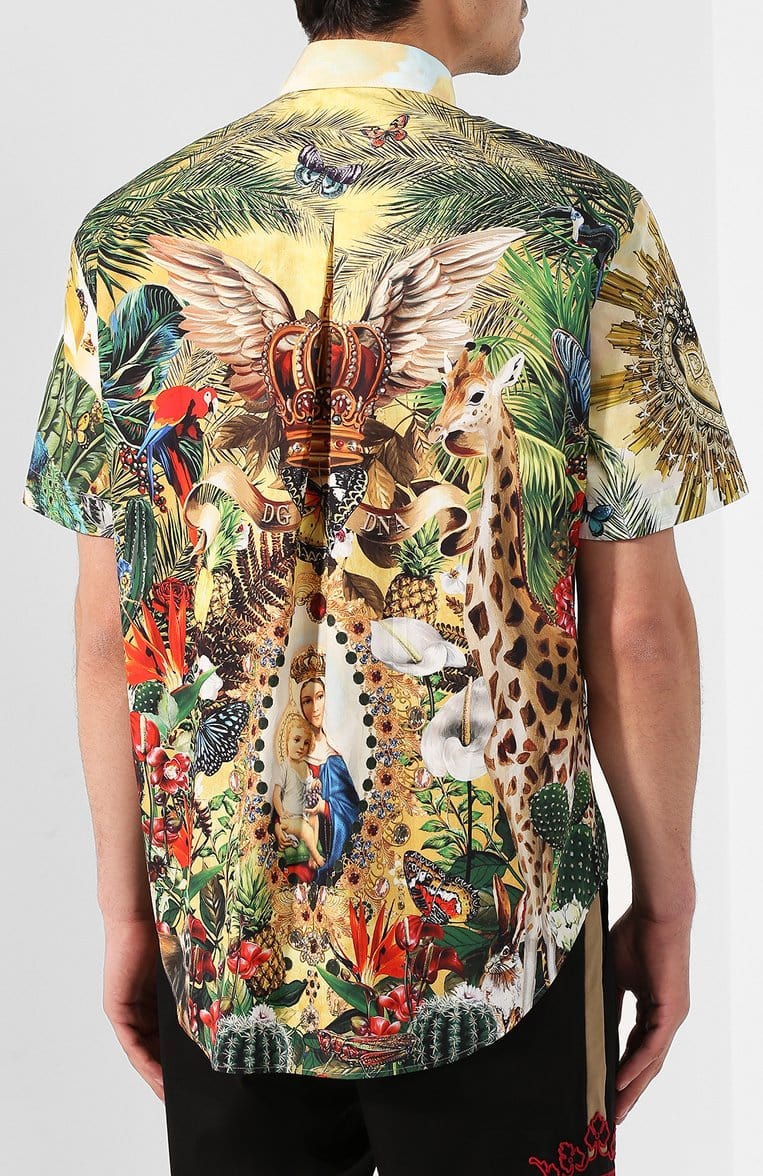 Dolce & Gabbana Tropical King Print Cotton Hawaiian Shirt