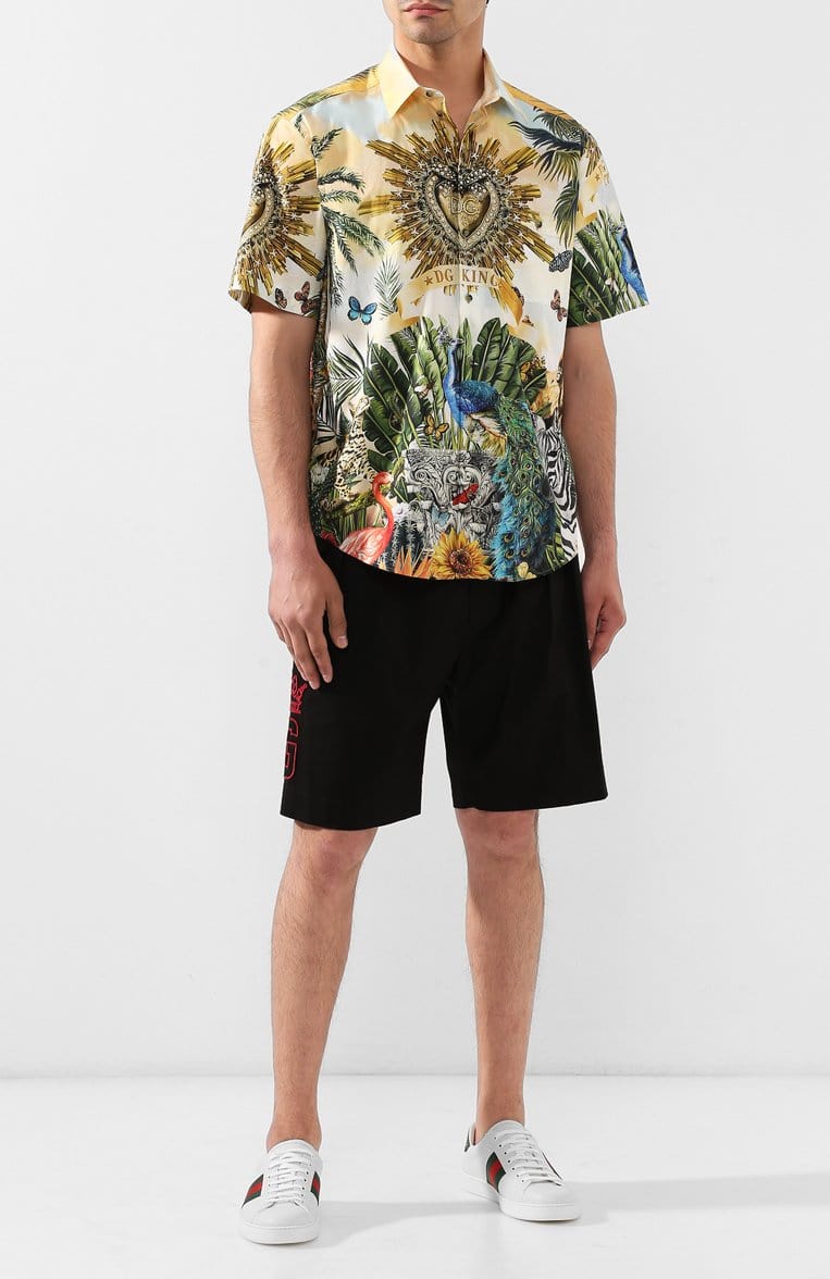 Dolce & Gabbana Tropical King Print Cotton Hawaiian Shirt