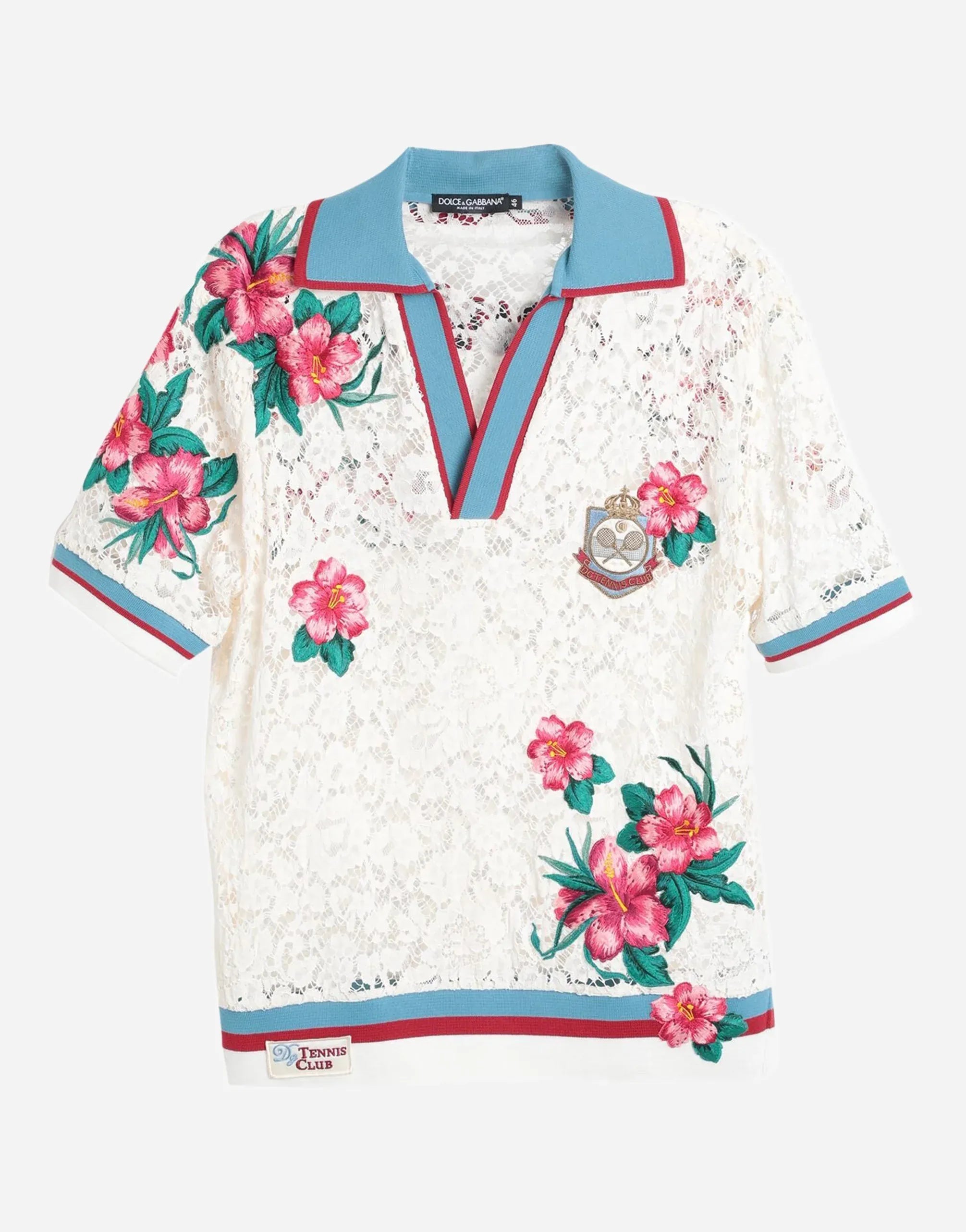 Dolce & Gabbana Tropical Lace Tennis Polo