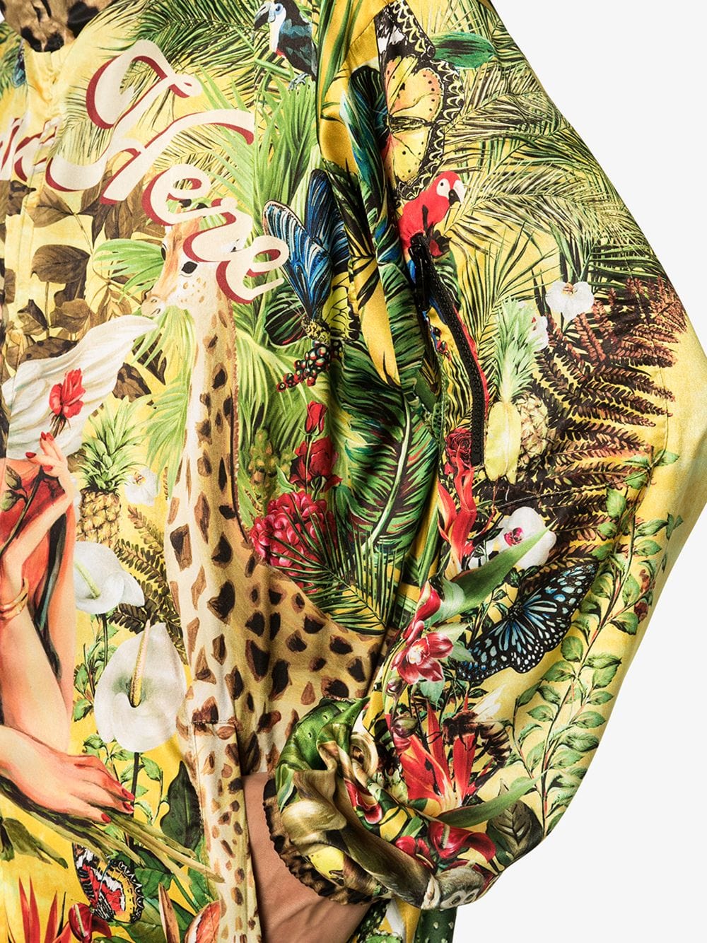 Dolce & Gabbana Tropical Pin Up Satin Bomber Jacket