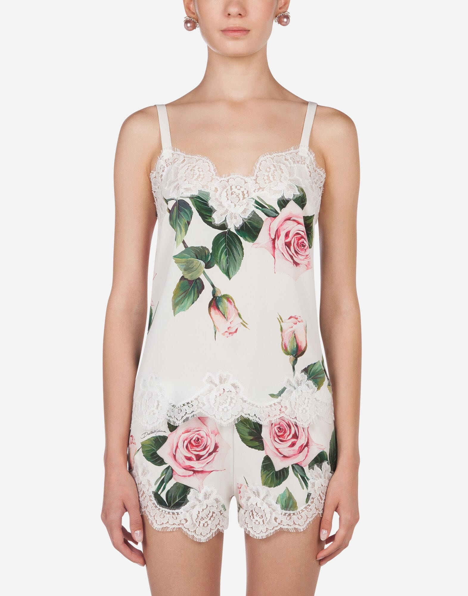 Dolce & Gabbana Tropical Rose Print Silk Lingerie Top - alternate view