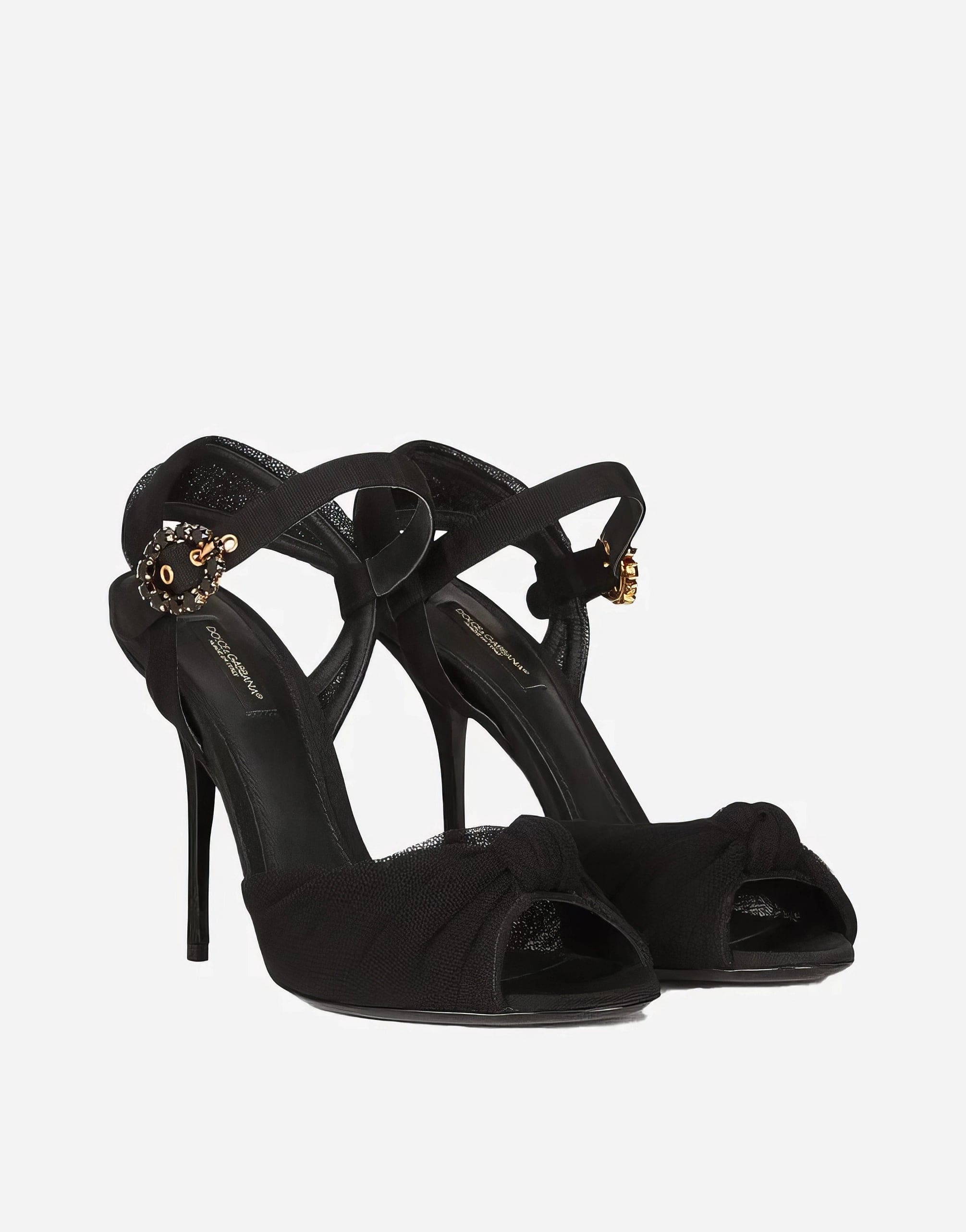 Dolce & Gabbana Tulle And Gros-Grain Sandals With Bejeweled Buckle
