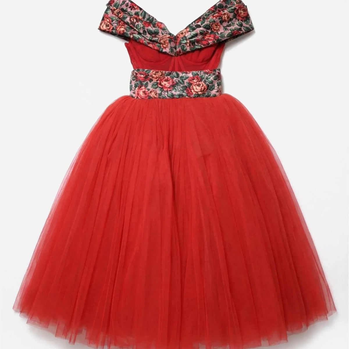 dolce and gabbana red tulle dress Dolce & Gabbana - Pleated tulle dress red