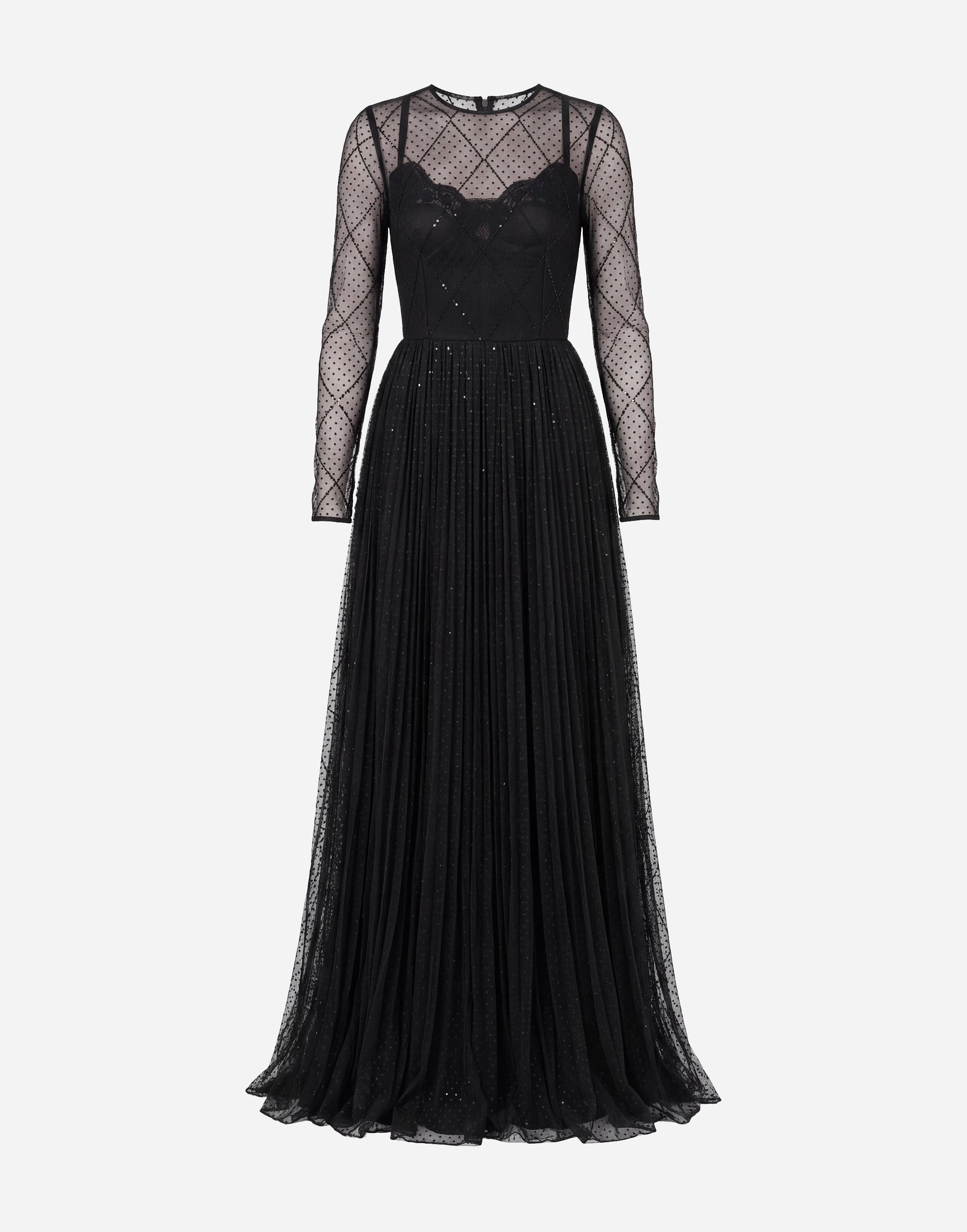 Dolce & Gabbana Tulle Pleated Maxi Dress