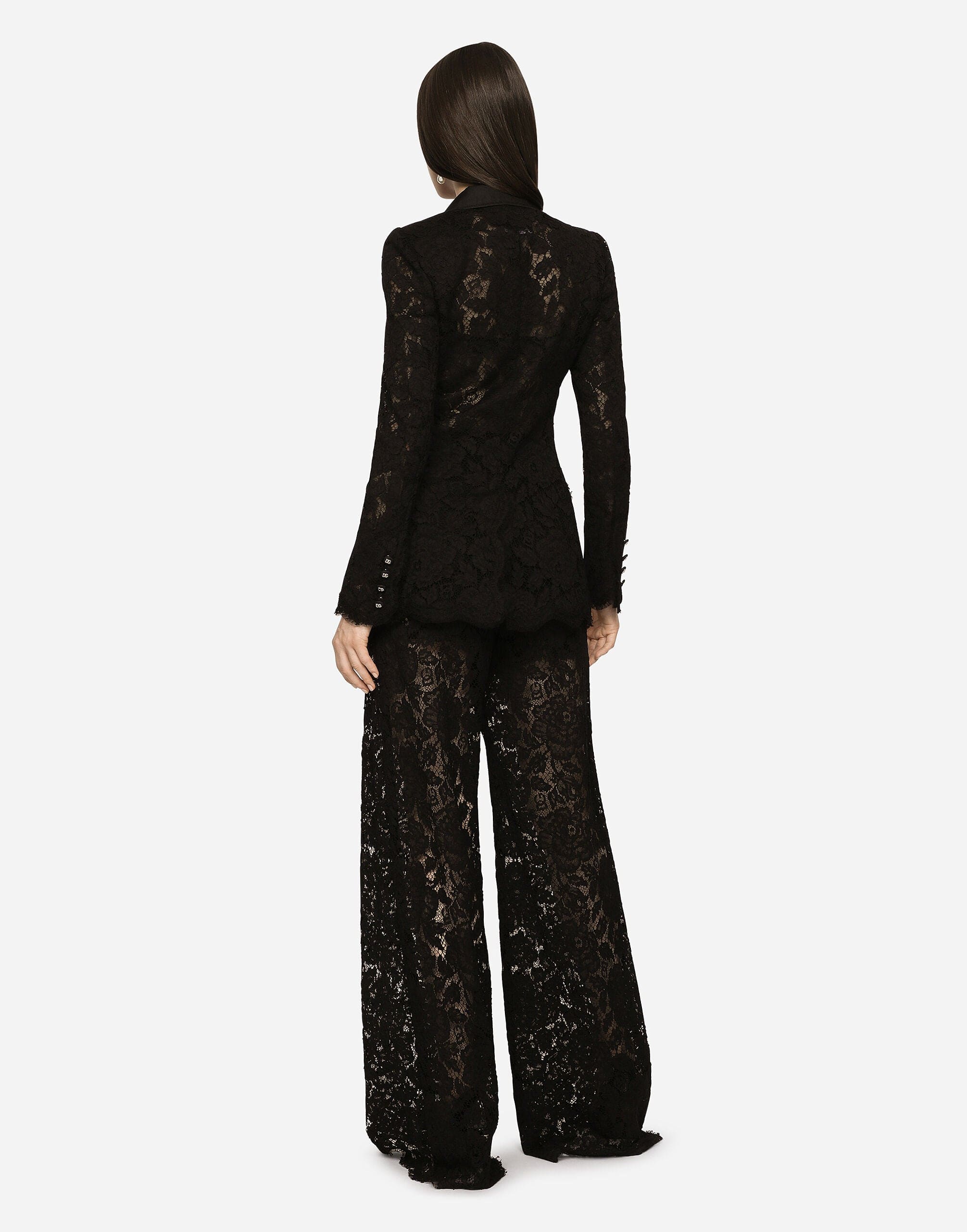 Dolce & Gabbana Turlington Lace-Detail Double-Breasted Blazer