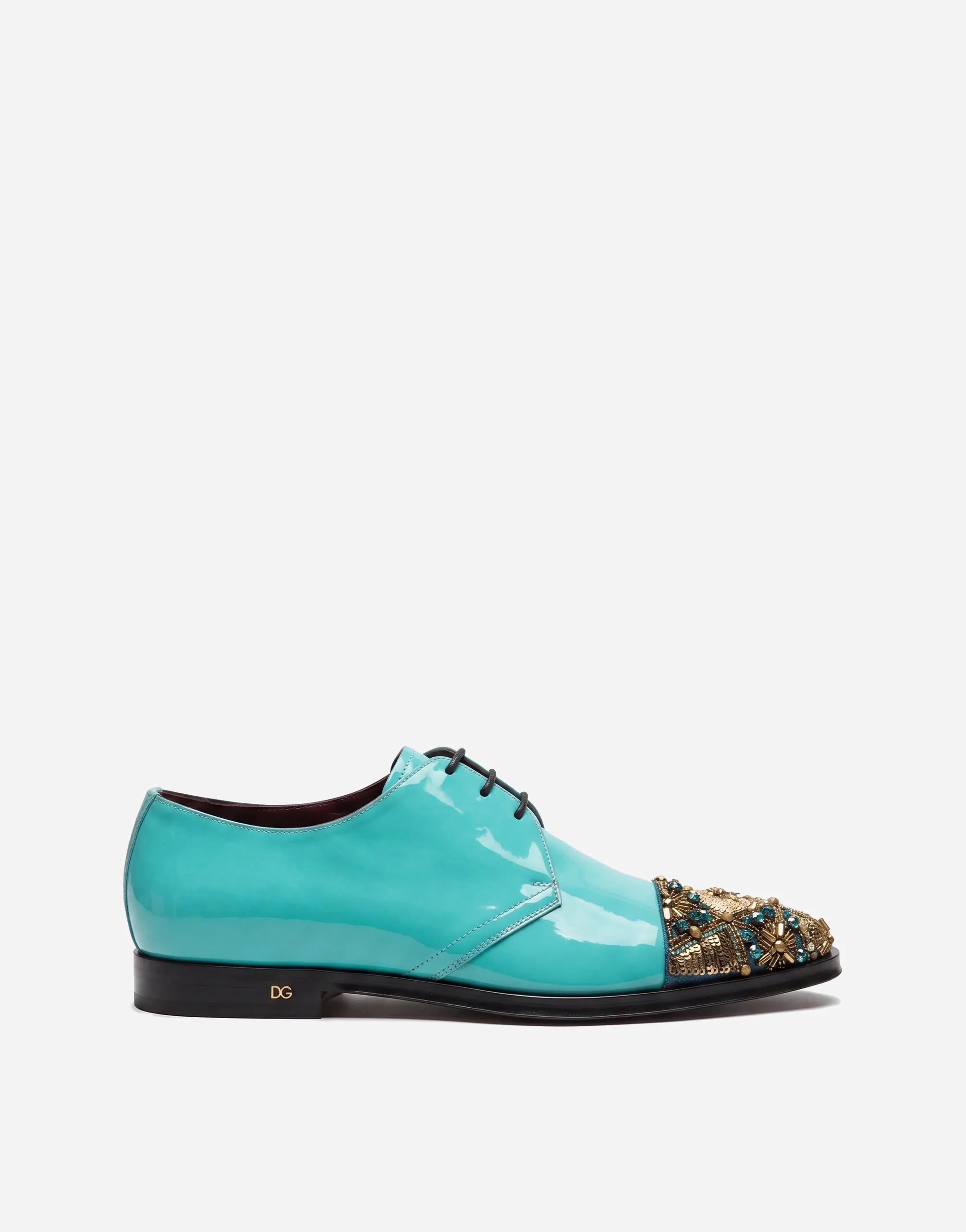 Dolce & Gabbana Dolce & Gabbana Turquoise Crystal Embellished Derby Shoes