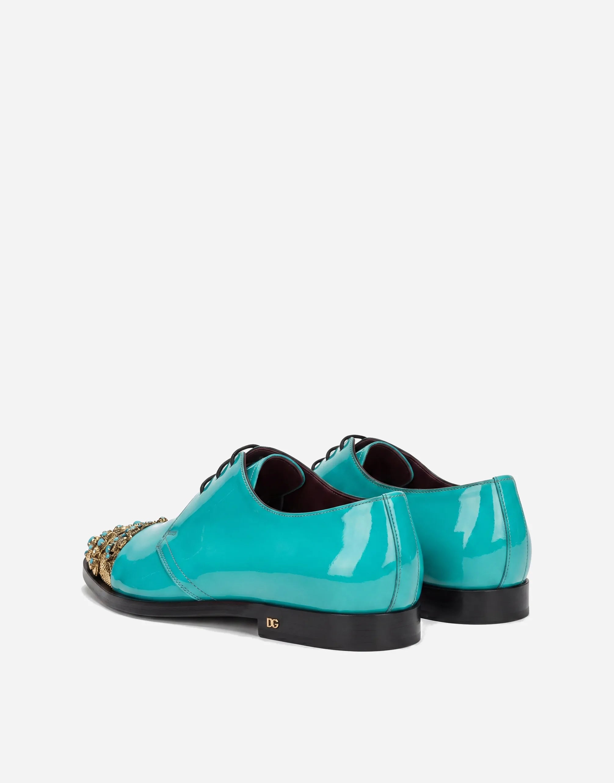 Dolce & Gabbana Dolce & Gabbana Turquoise Crystal Embellished Derby Shoes