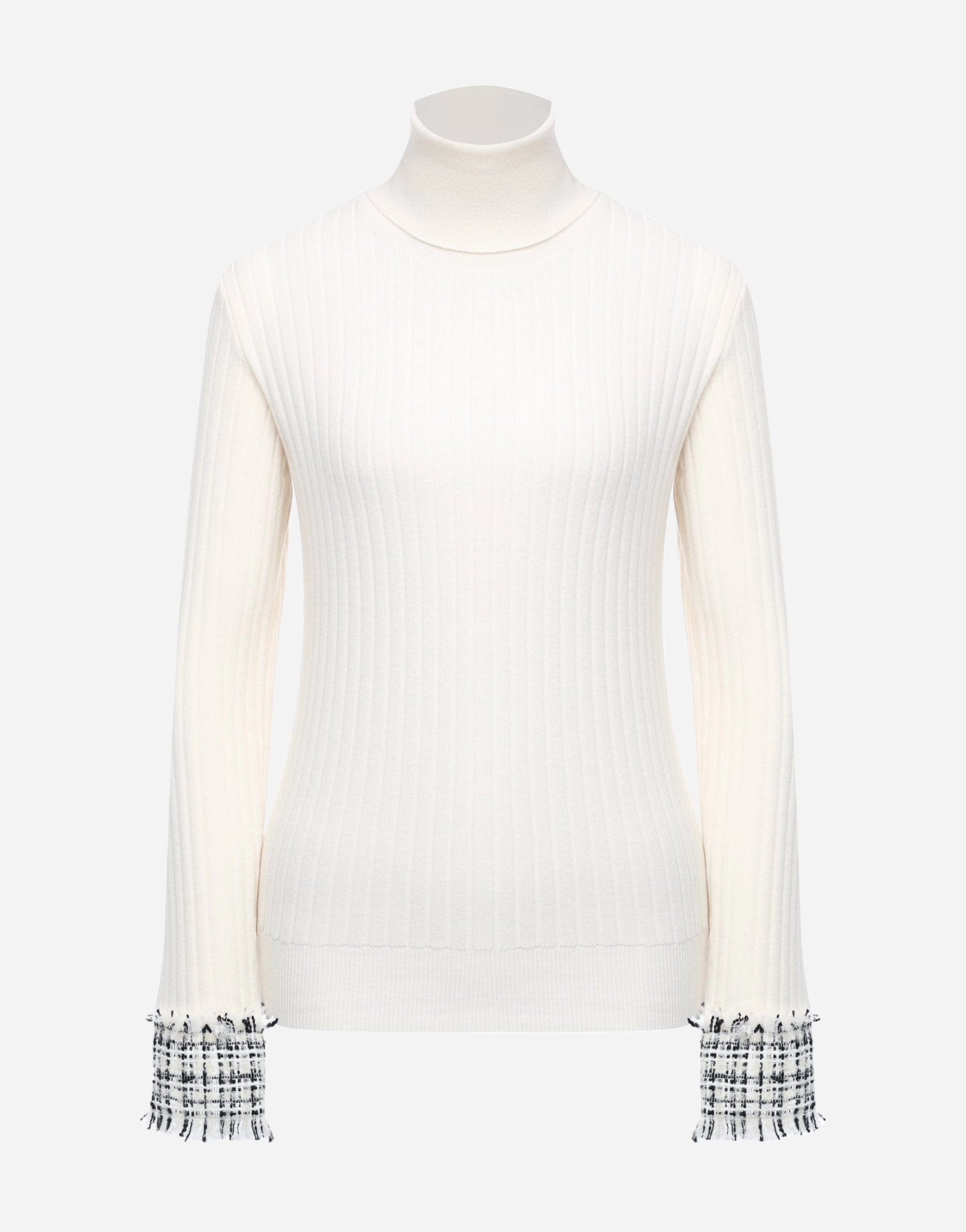 Dolce & Gabbana Tweed-Cuffs Roll Neck Sweater