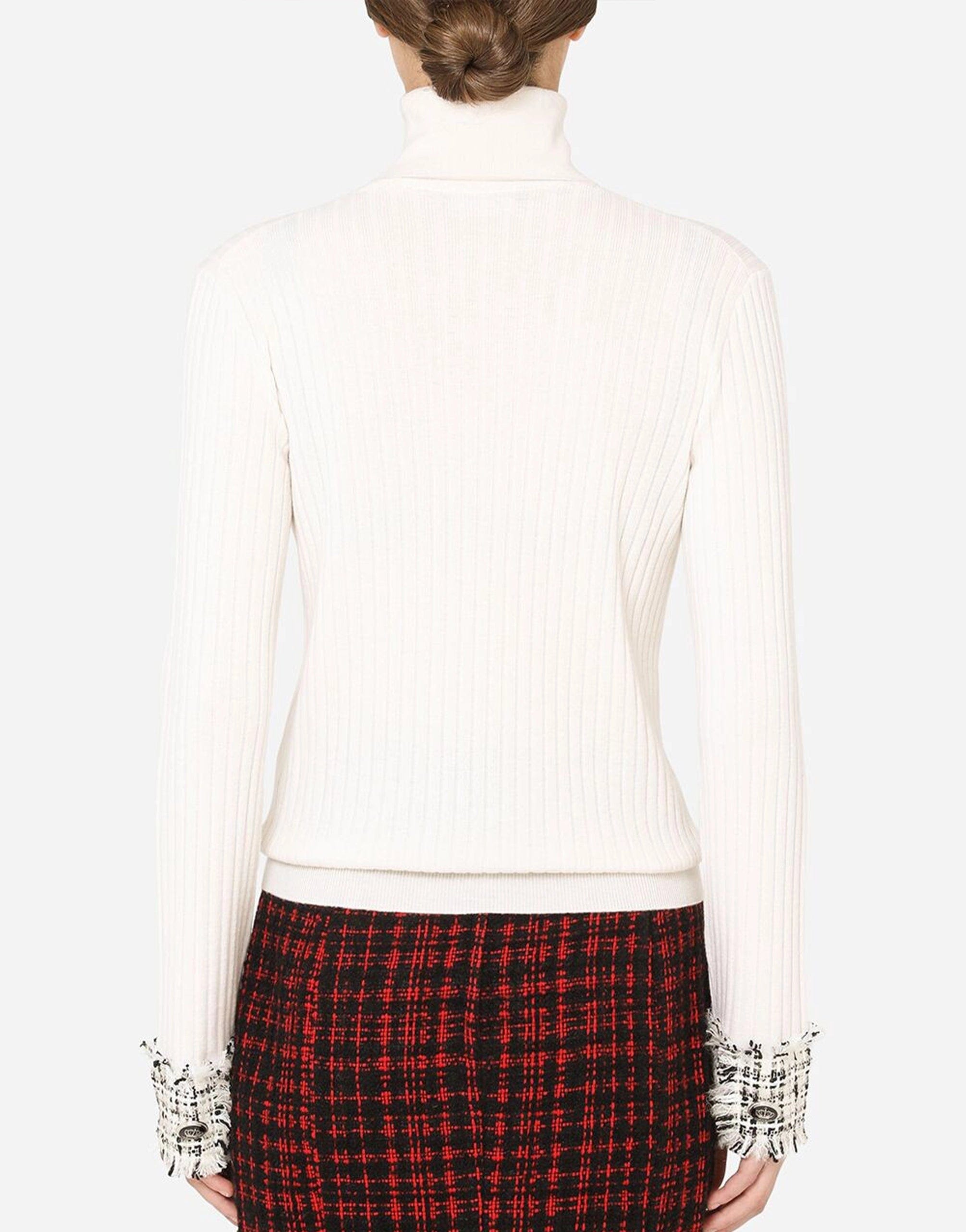 Dolce & Gabbana Tweed-Cuffs Roll Neck Sweater