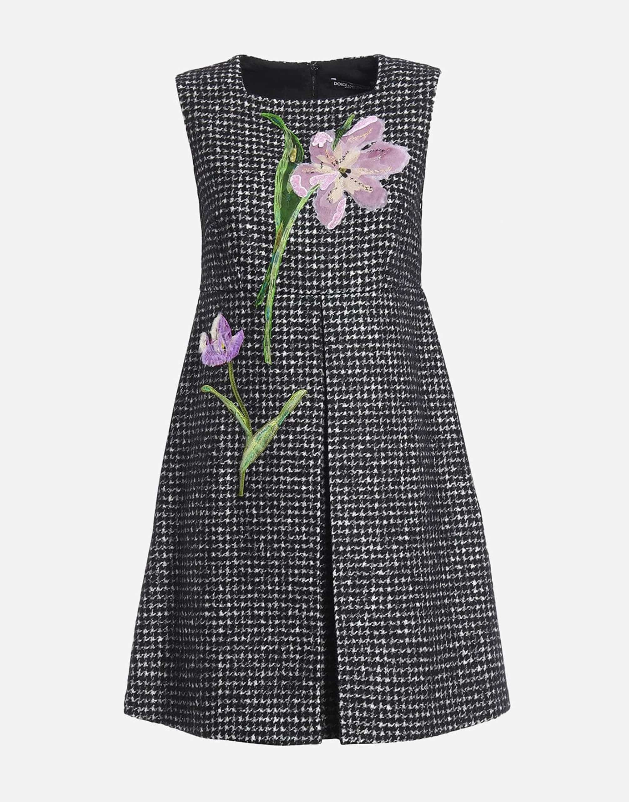 Dolce & Gabbana Tweed Floral Embroidery Mini Dress