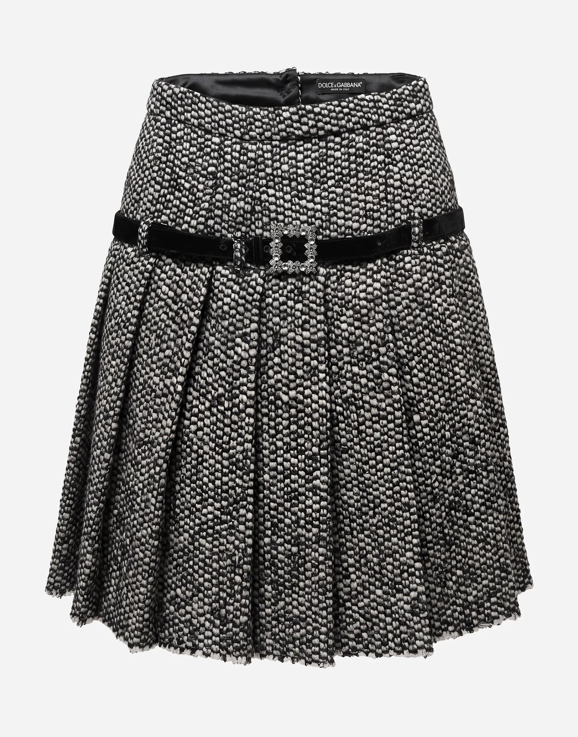 Dolce & Gabbana Dolce & Gabbana Tweed Pleated Mini Skirt With Belt