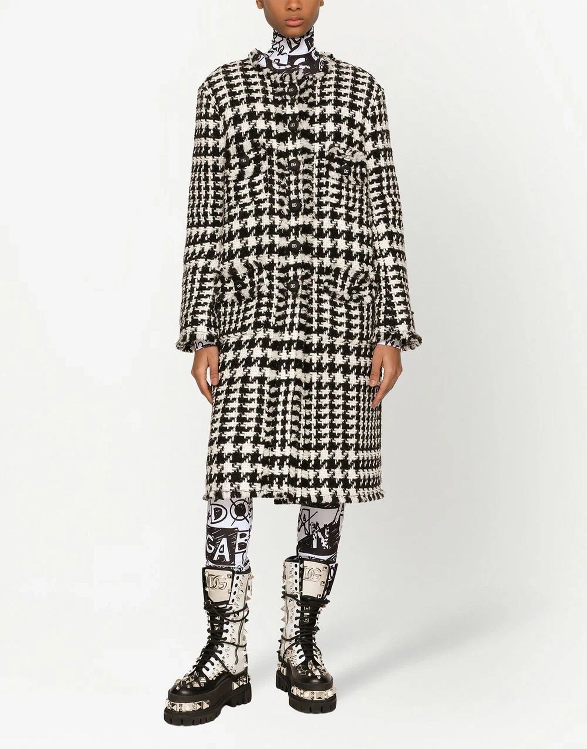 Dolce & Gabbana Tweed Single-Breasted Coat In Fantasy Print Dolce & Gabbana Tweed Single-Breasted Coat In Fantasy Print