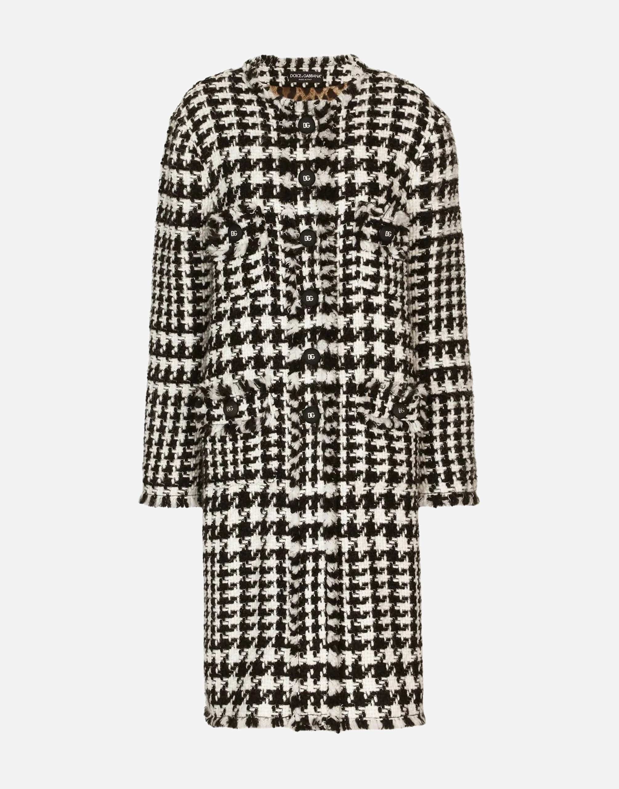 Tweed Single-Breasted Coat In Fantasy Print