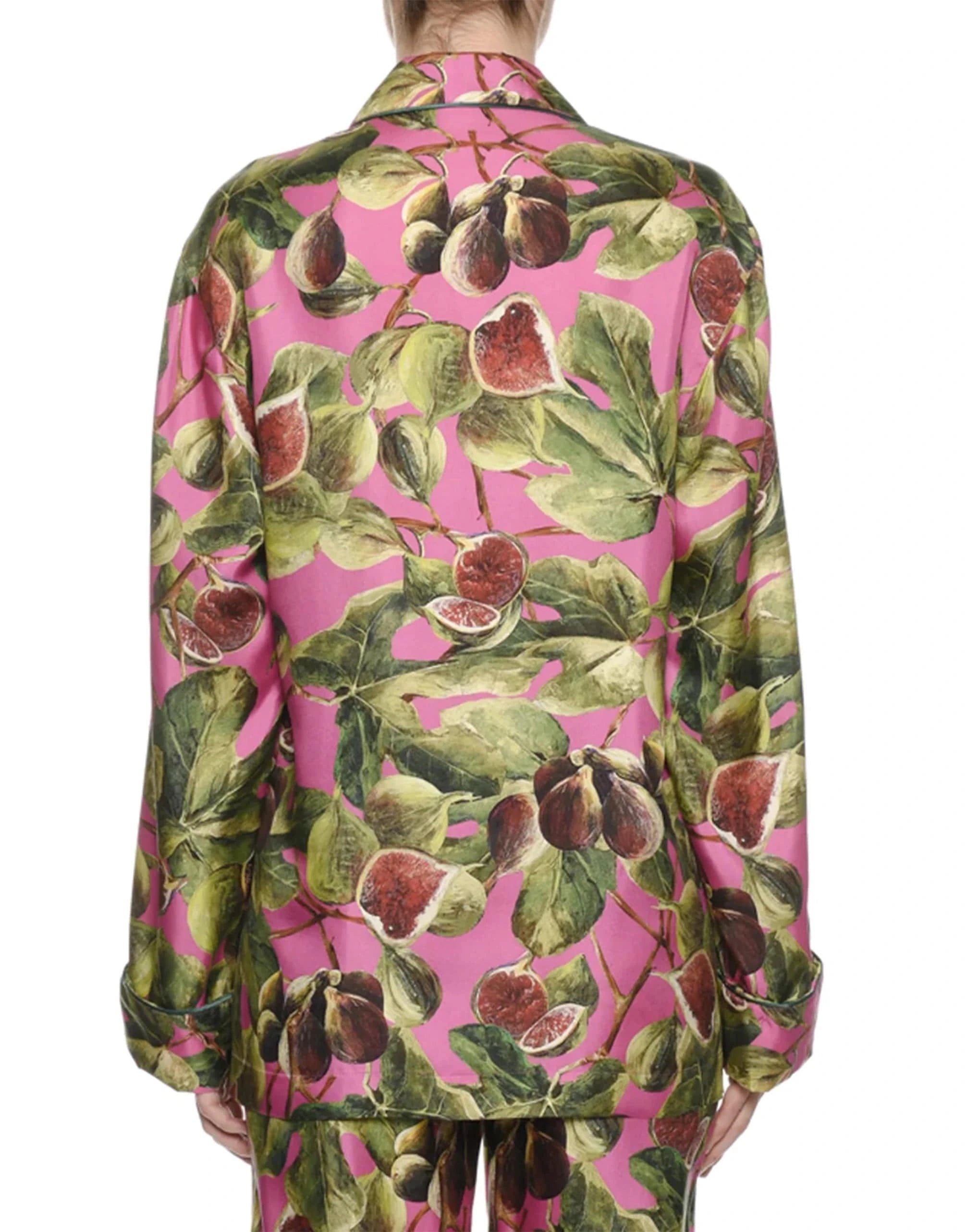 Dolce & Gabbana Twill Silk Fig-Print Pajama Blouse