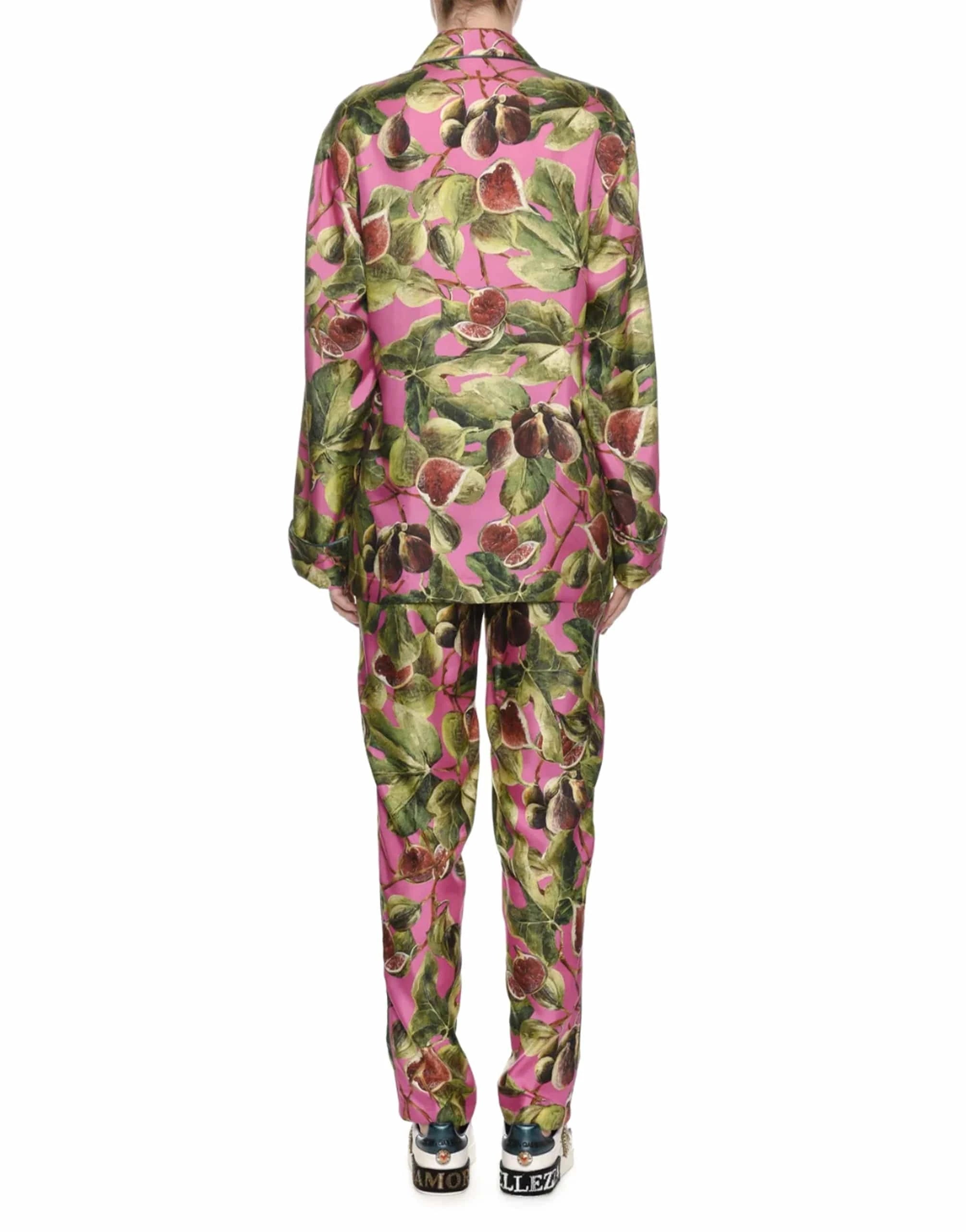 Dolce & Gabbana Twill Silk Fig-Print Pajama Blouse