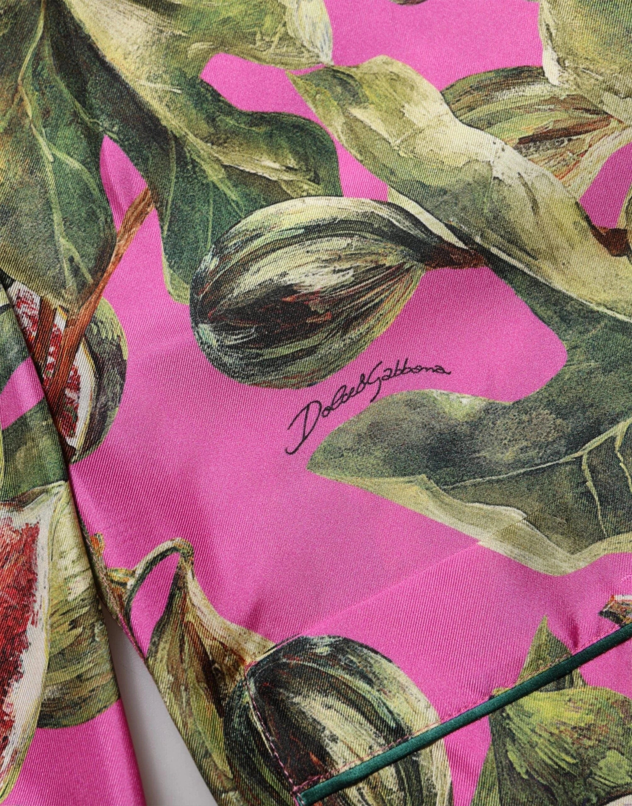 Dolce & Gabbana Twill Silk Fig-Print Pajama Blouse