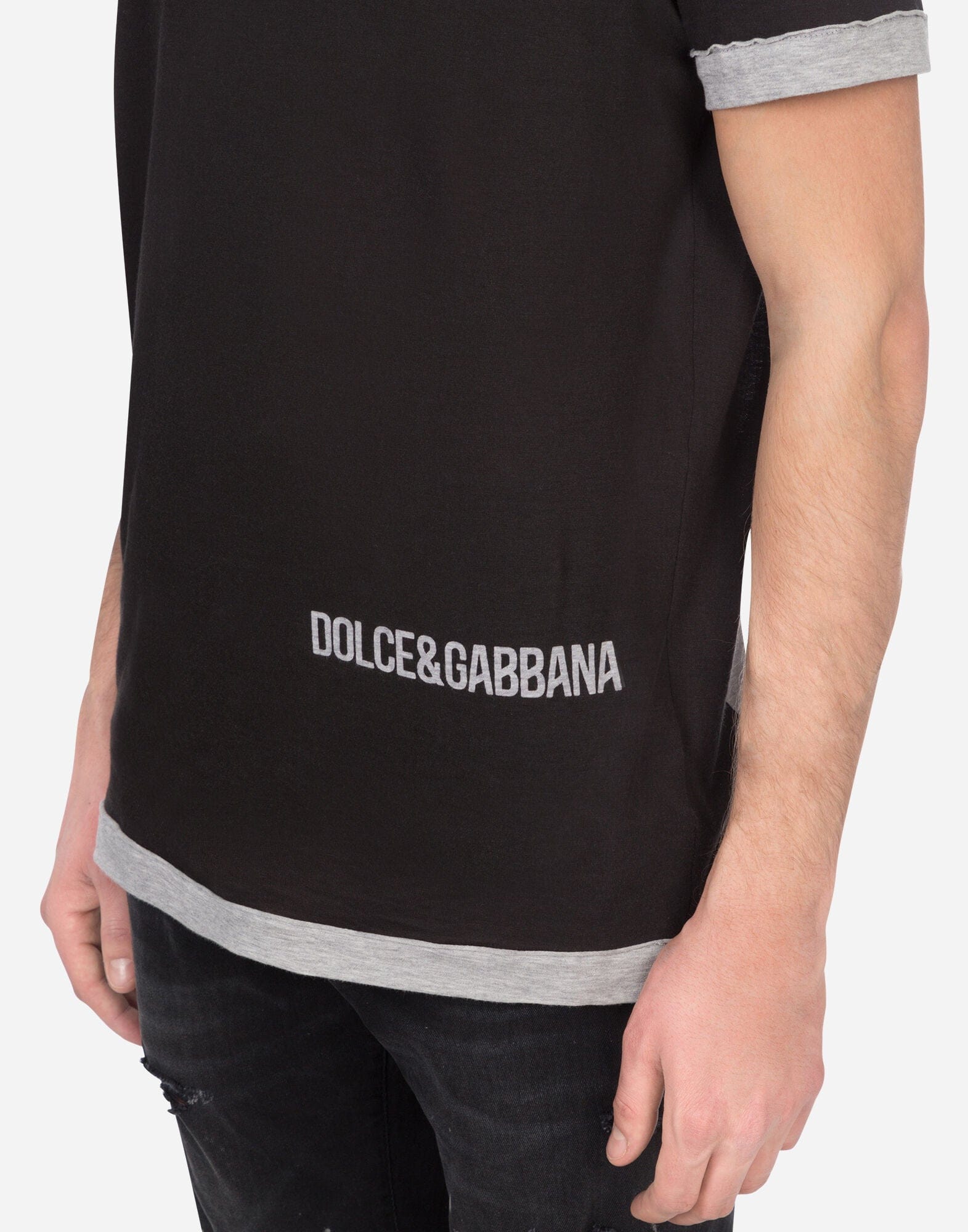 Dolce & Gabbana T-shirt in cotone con logo DG bicolore