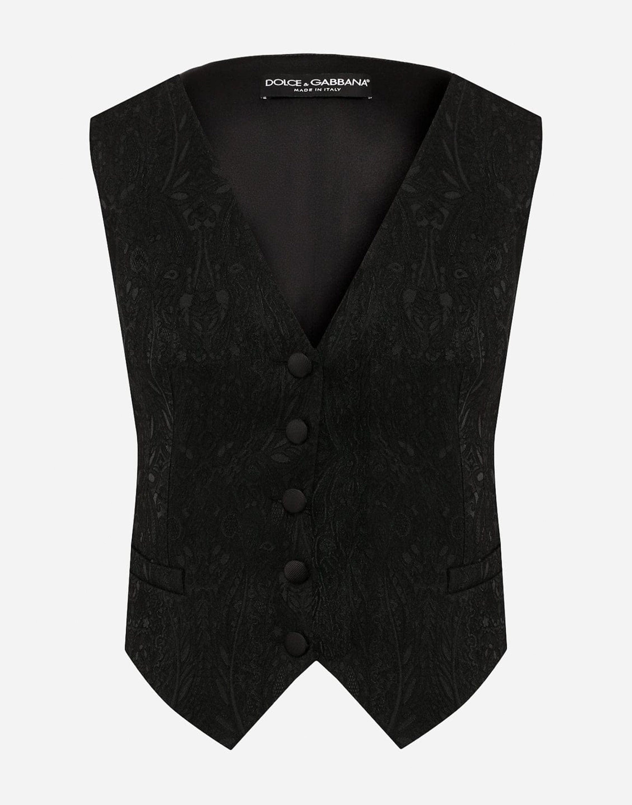 Dolce & Gabbana V-Neck Floral Jacquard Vest