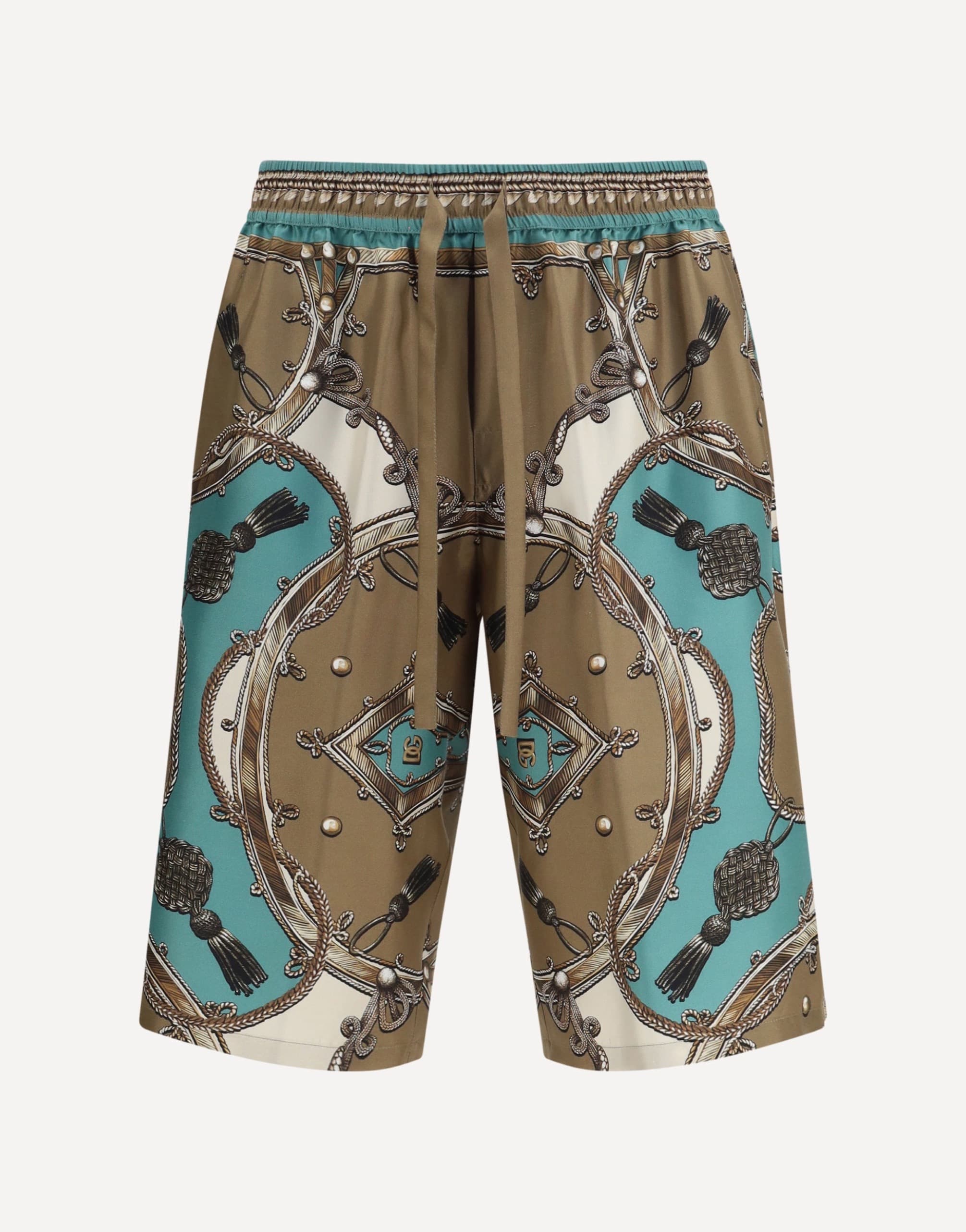 Dolce & Gabbana Vanity Bermuda Shorts In Washed Silk Twill With Cargo Print