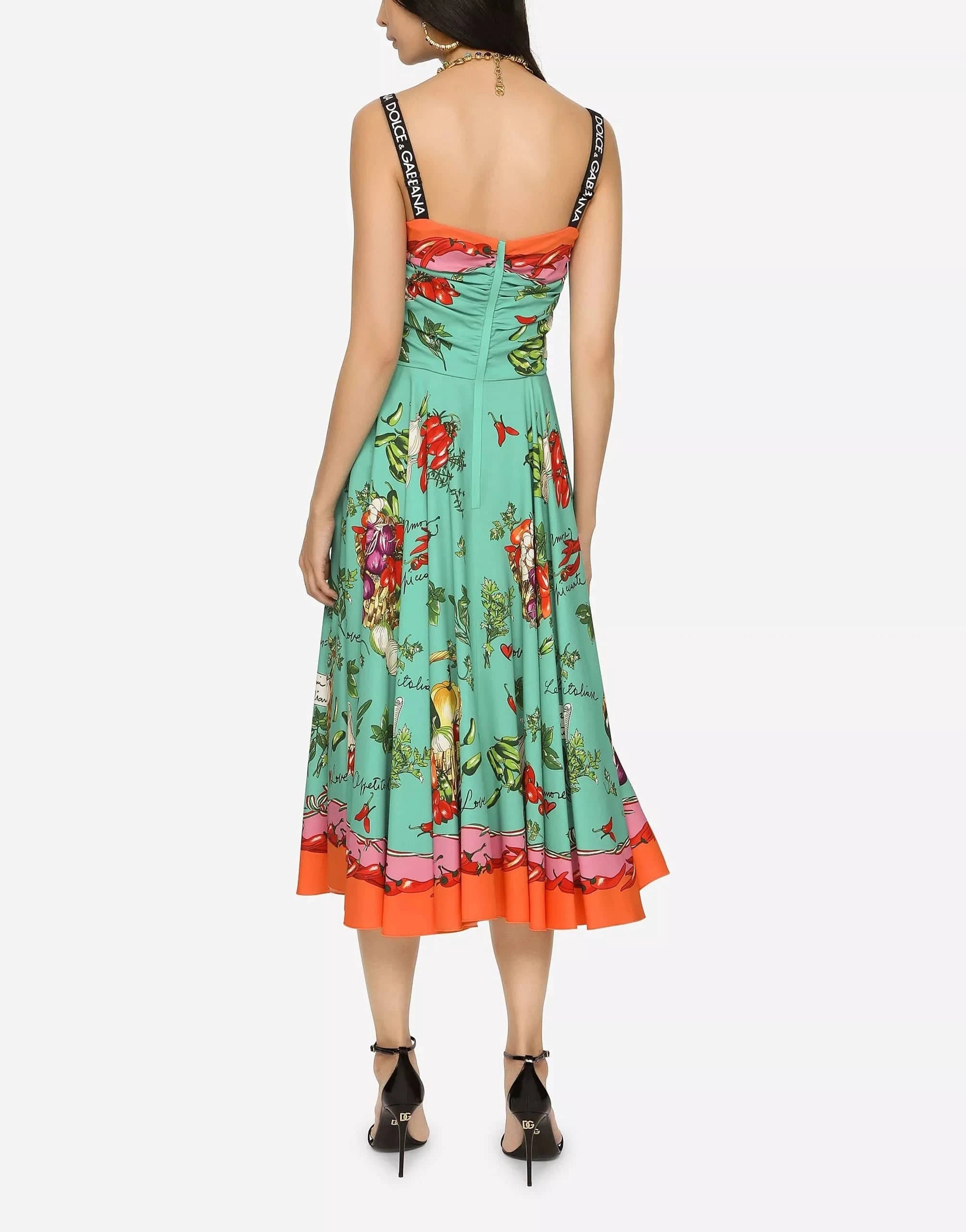 Dolce & Gabbana Multicolor Printed Silk Sleeveless Midi Dress - IT42|M Dolce & Gabbana Multicolor Printed Silk Sleeveless Midi Dress - IT42|M