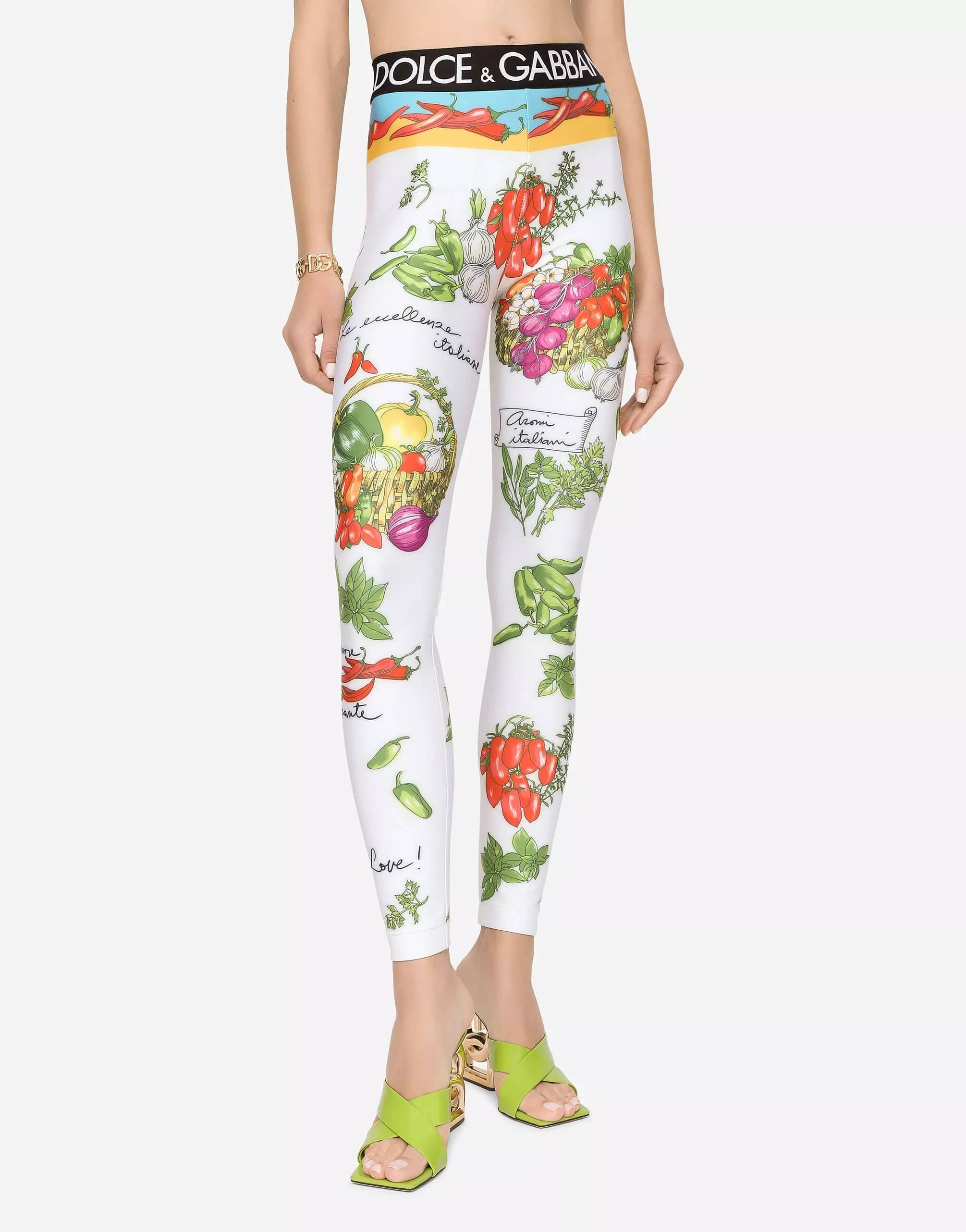 Dolce & Gabbana Vegetable-Print Jersey Leggings