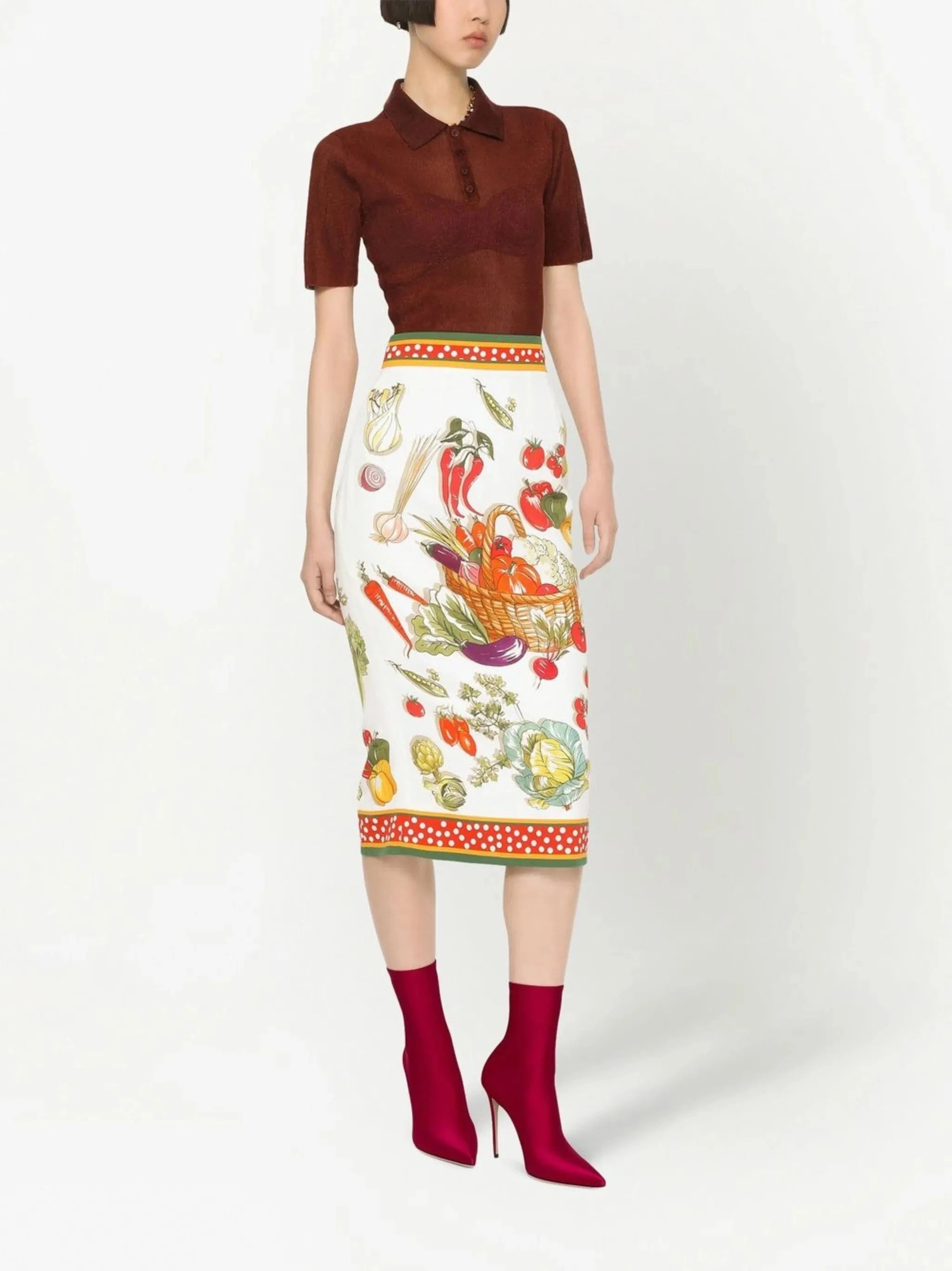 Dolce & Gabbana Vegetable-Print Pencil Skirt | Sendegaro Dolce & Gabbana Vegetable-Print Pencil Skirt | Sendegaro