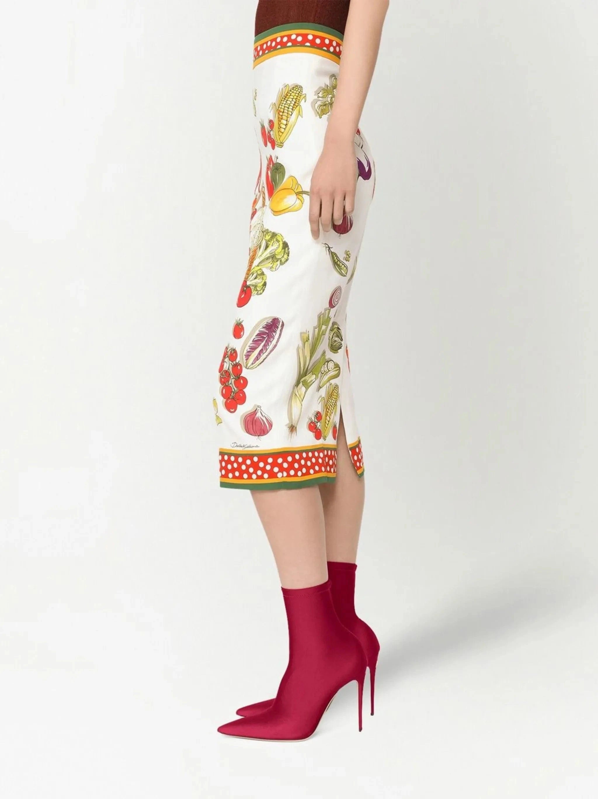 Dolce & Gabbana Vegetable-Print Pencil Skirt