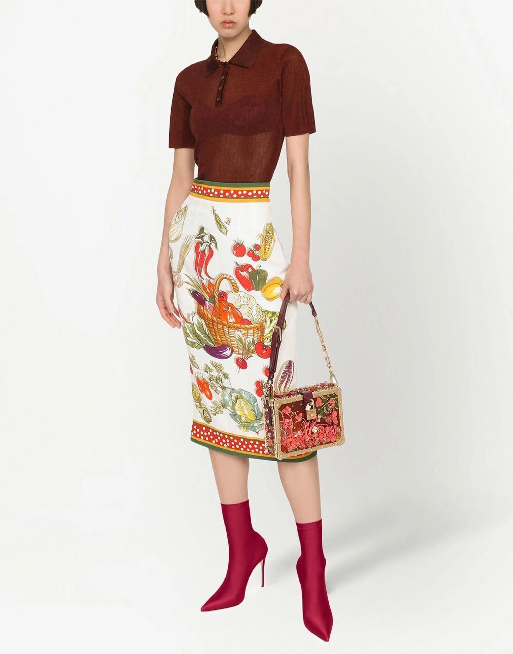 Dolce & Gabbana Vegetable-Print Pencil Skirt