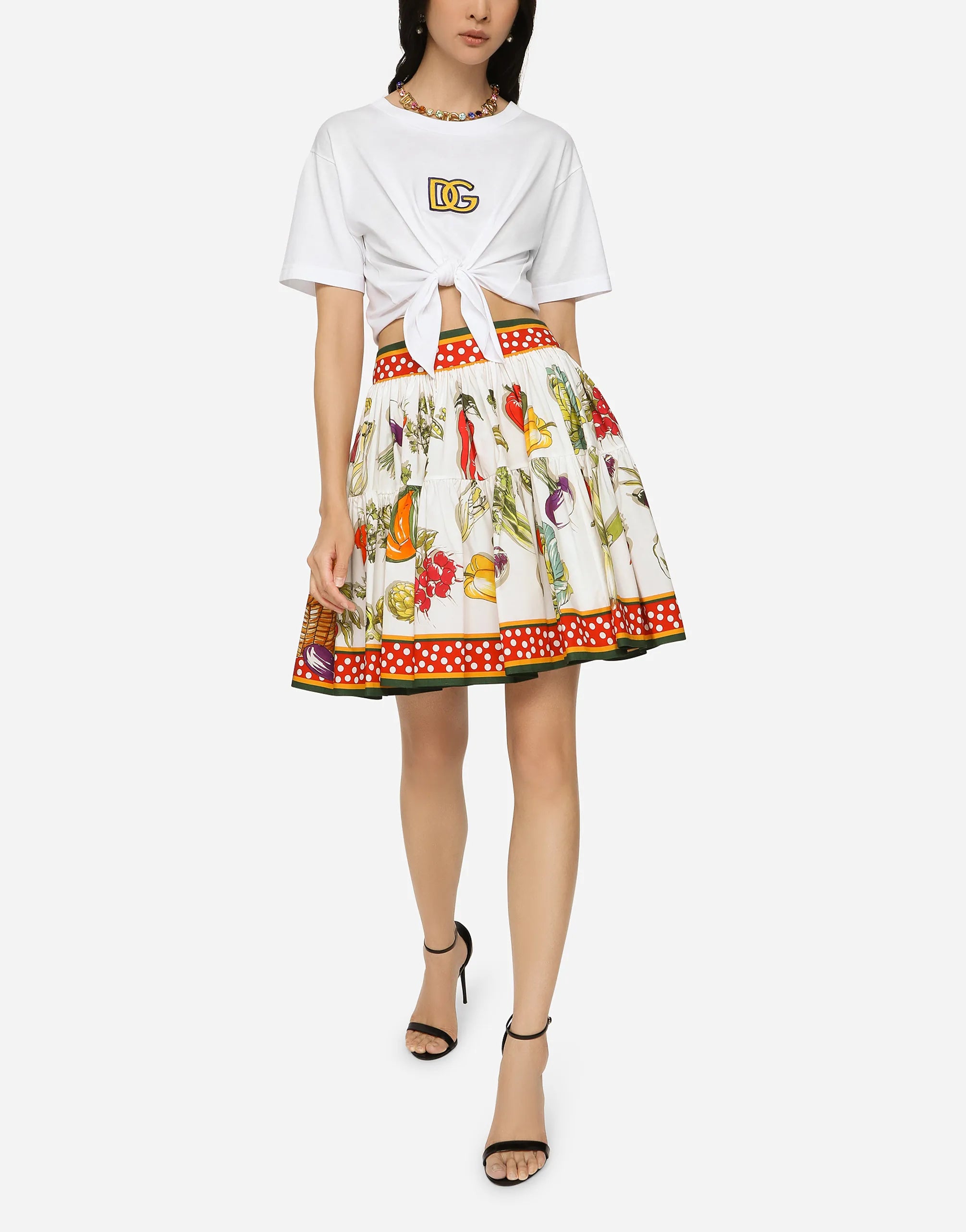 Dolce & Gabbana Vegetable-Print Poplin Circle Skirt