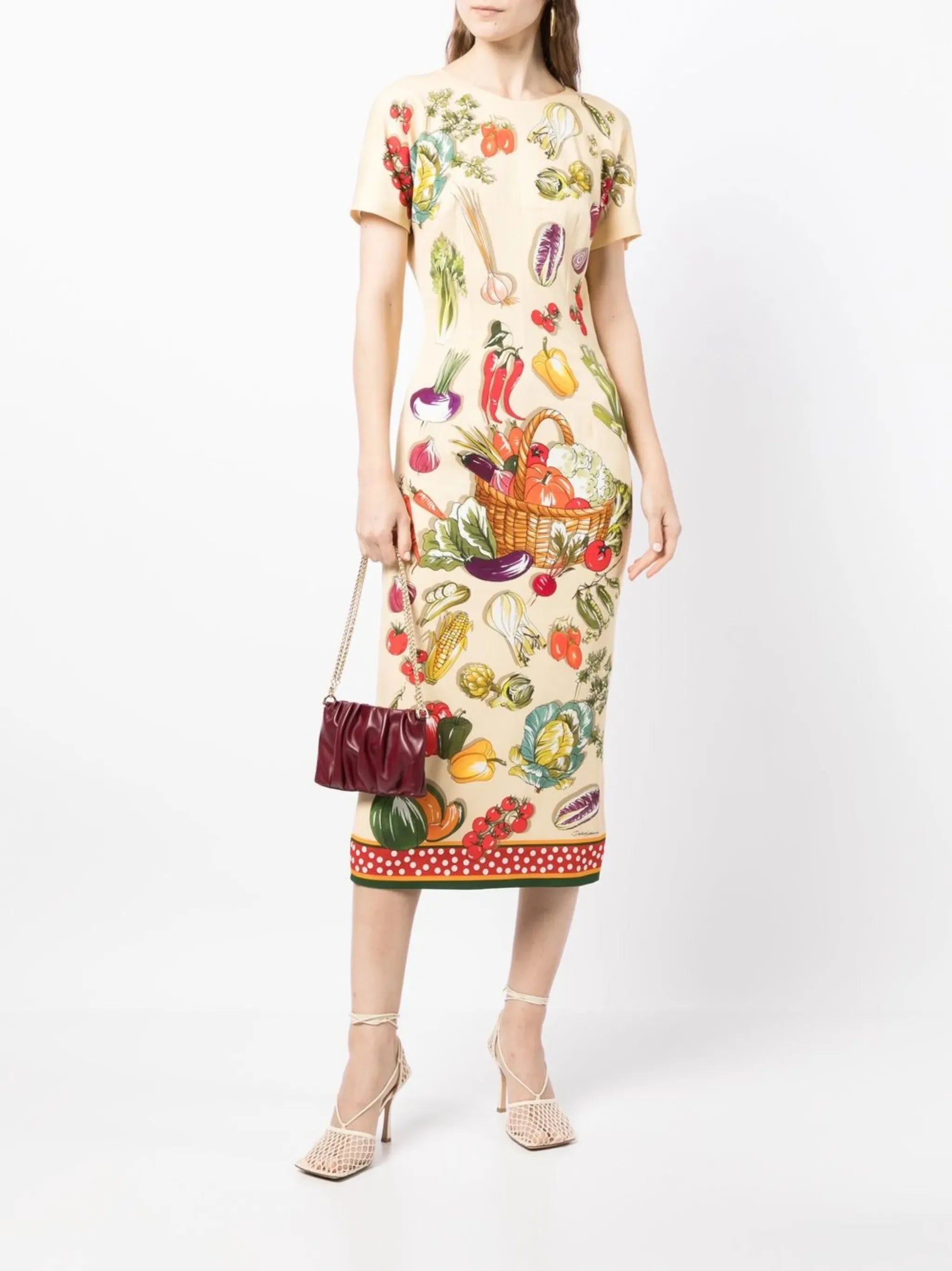 Vegetable-Printed Silk Dress - alternate view