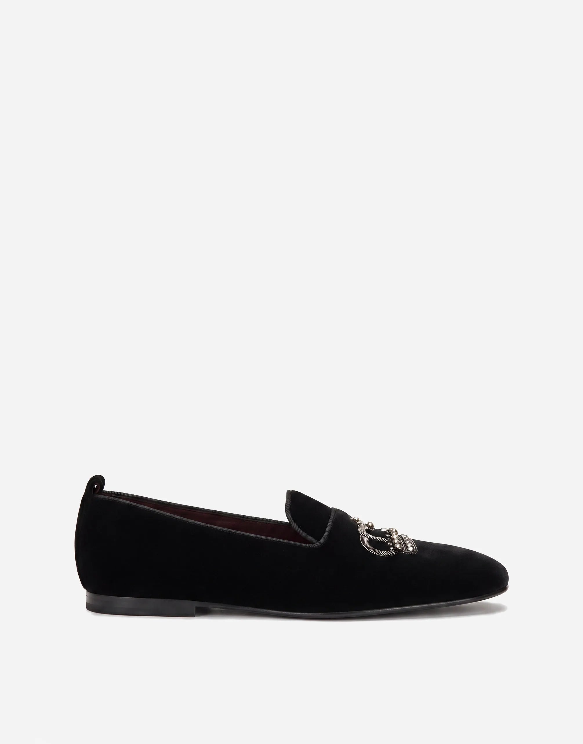 Dolce & Gabbana Dolce & Gabbana Velvet Crown Embroidered Loafers