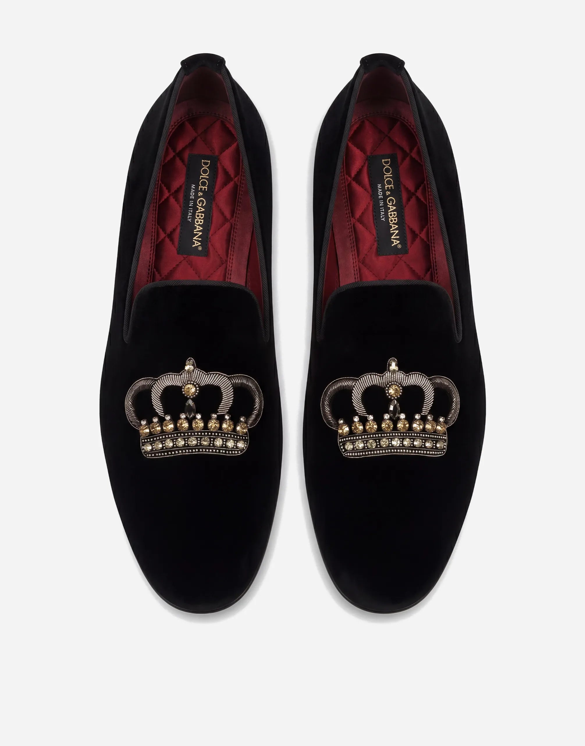 Dolce & Gabbana Dolce & Gabbana Velvet Crown Embroidered Loafers
