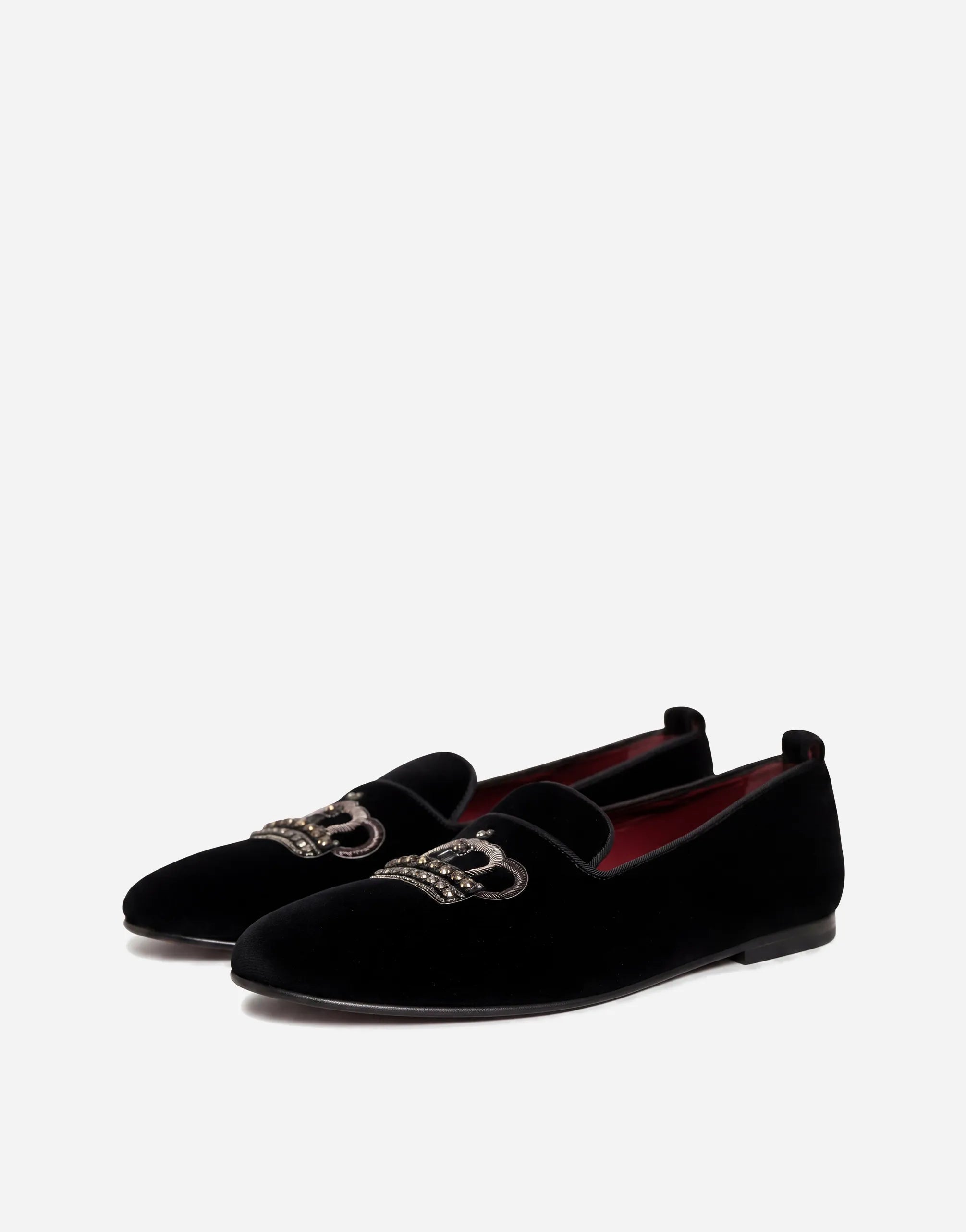 Dolce & Gabbana Dolce & Gabbana Velvet Crown Embroidered Loafers