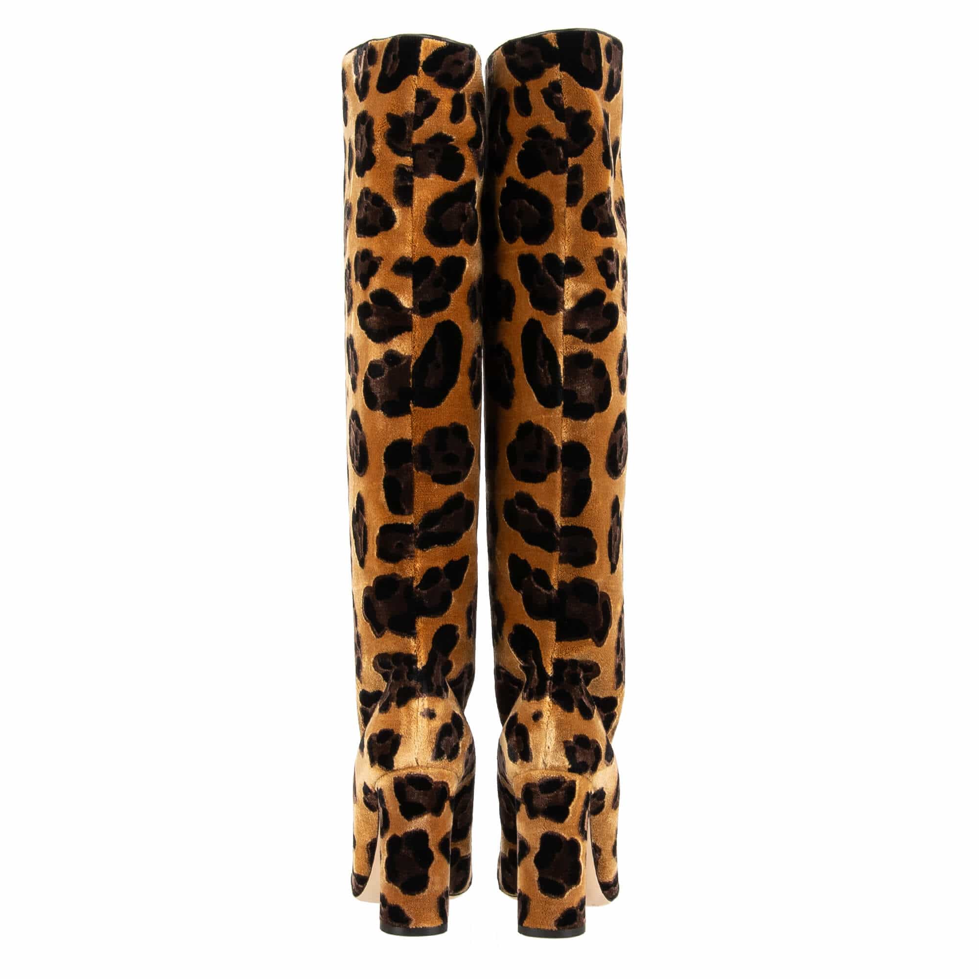 Dolce & Gabbana Velvet Leopard Print VALLY Boots