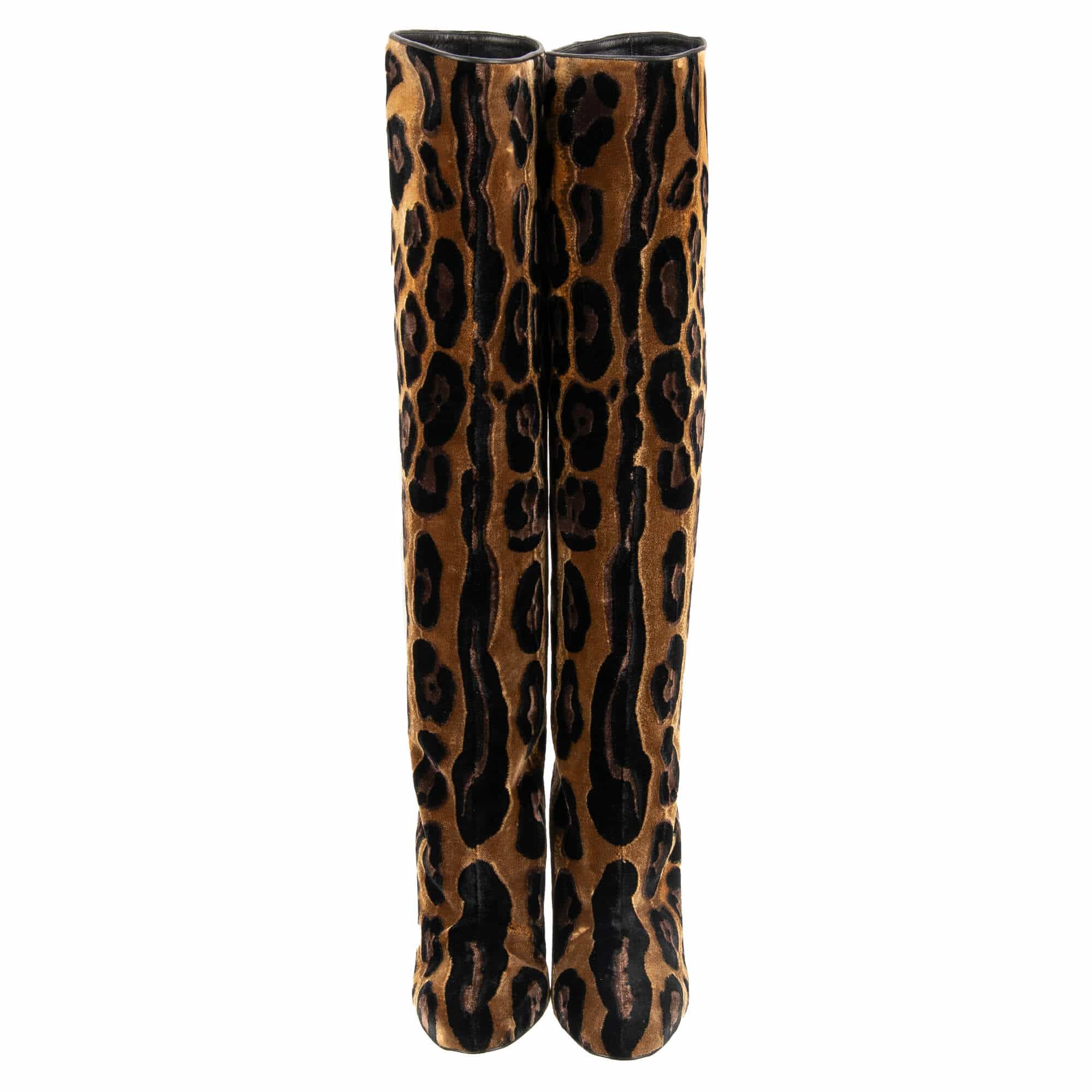 Dolce & Gabbana Velvet Leopard Print VALLY Boots