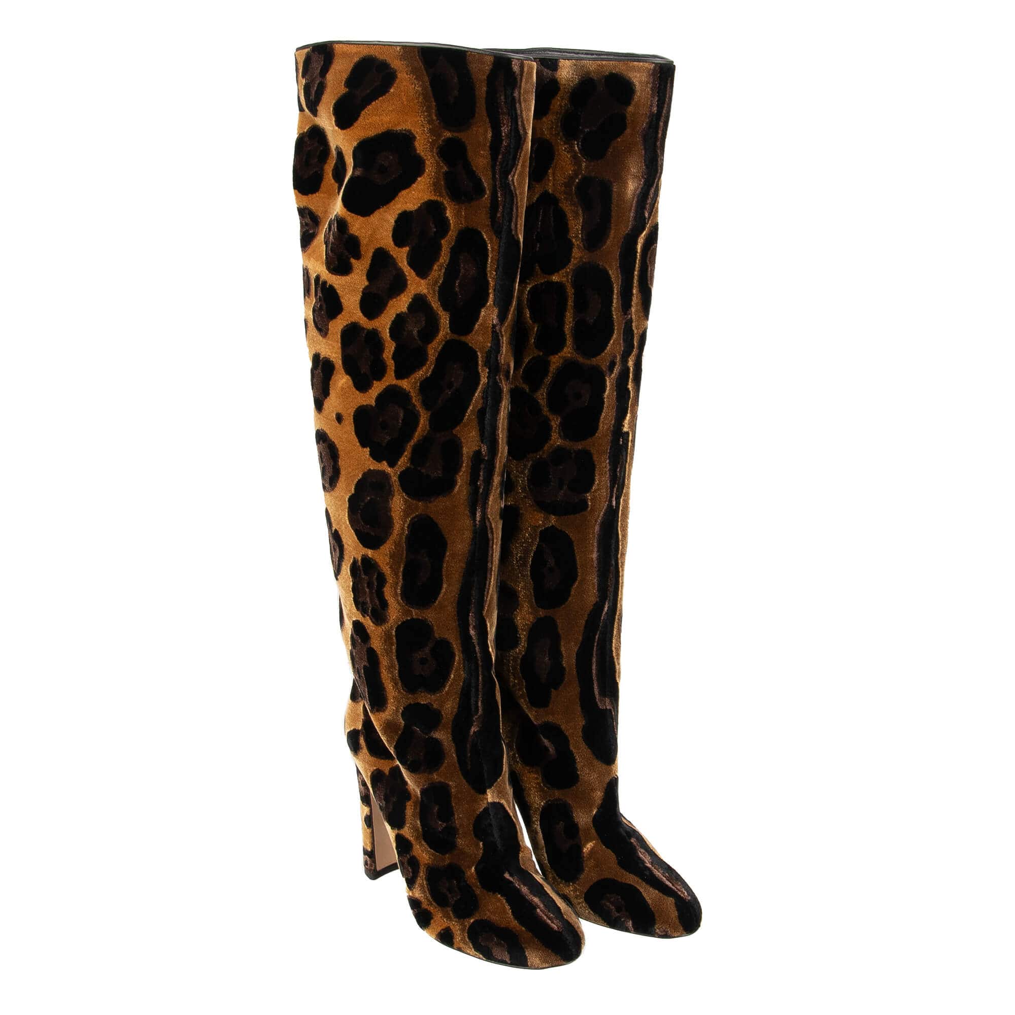 Dolce & Gabbana Velvet Leopard Print VALLY Boots