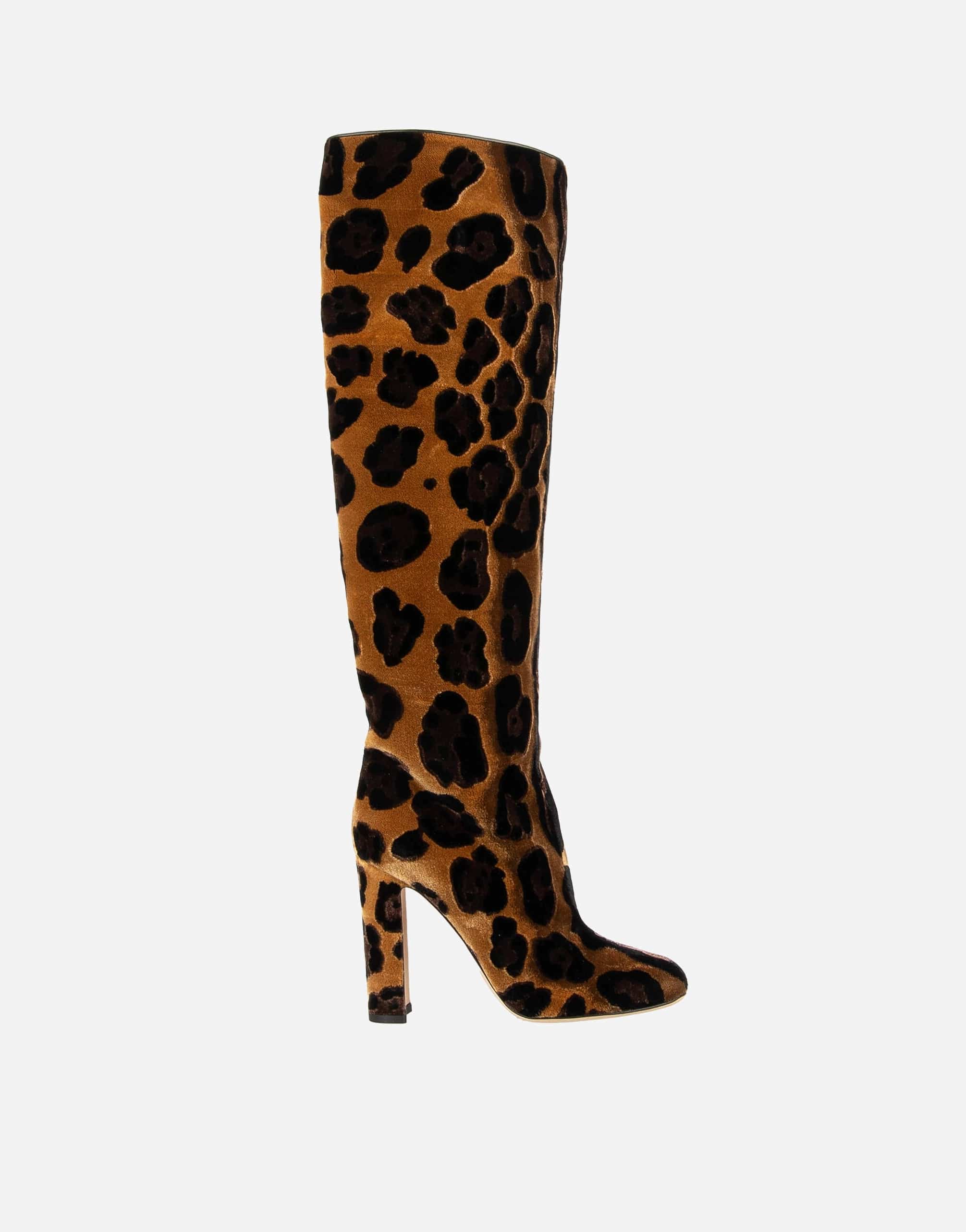 Dolce Gabbana Velvet Leopard Print VALLY Boots Sendegaro