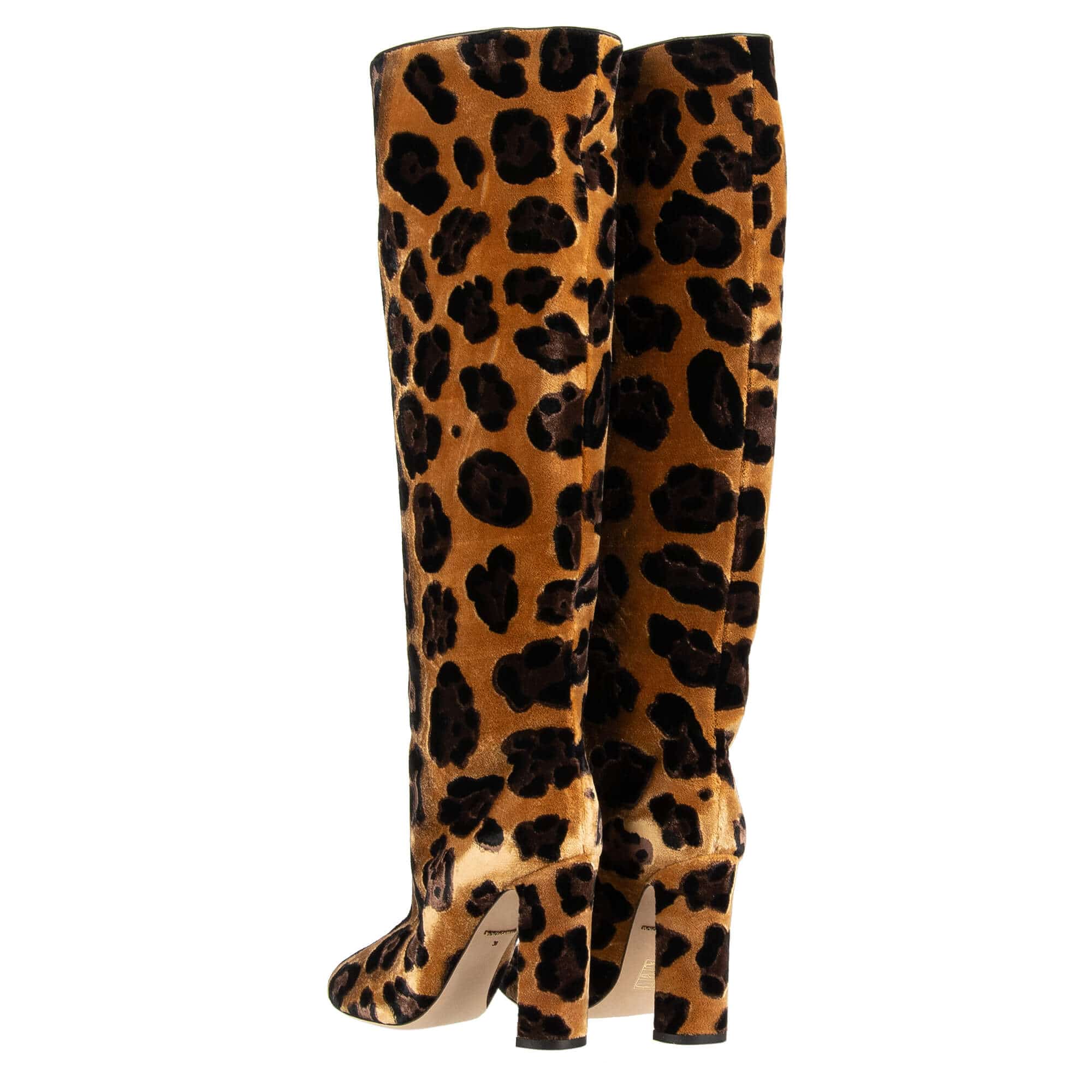 Dolce & Gabbana Velvet Leopard Print VALLY Boots